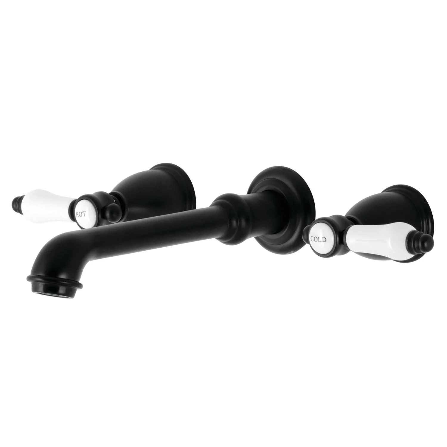 Kingston Tulare KS7020BPL - Bel-Air Two-Handle 3-Hole Wall Mount Tub Faucet, Matte Black
