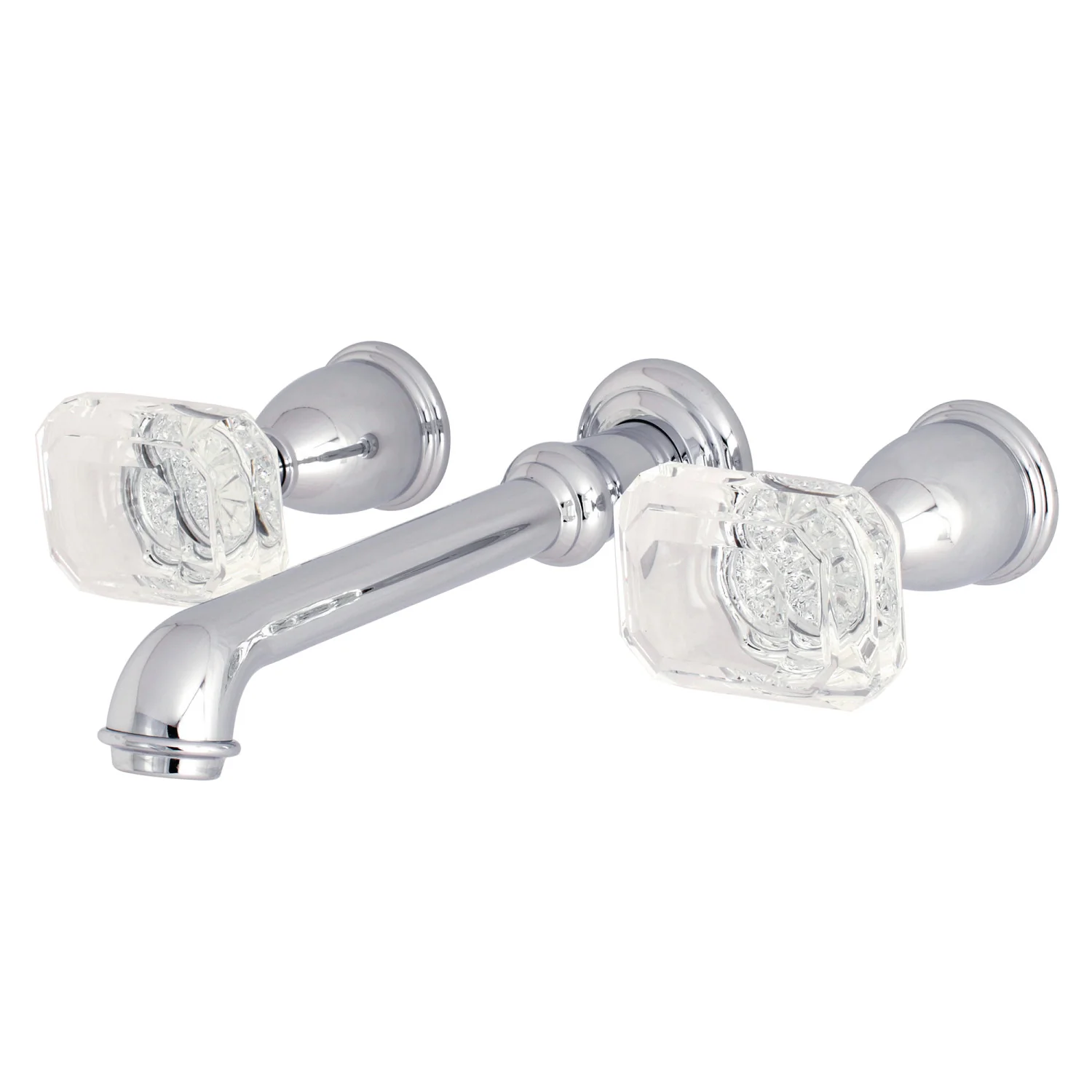 Kingston Tulare KS7021WQL - Krystal Onyx Two-Handle 3-Hole Wall Mount Tub Faucet, Polished Chrome