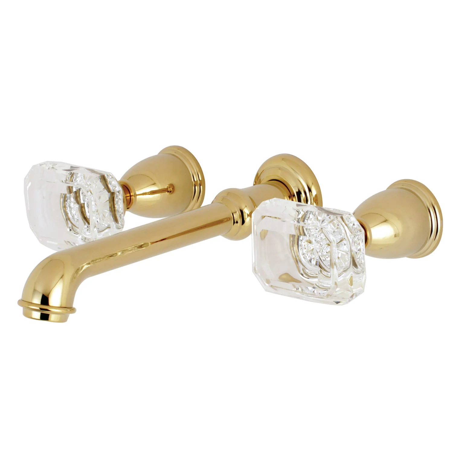 Kingston Tulare KS7022WQL - Krystal Onyx Two-Handle 3-Hole Wall Mount Tub Faucet, Polished Brass
