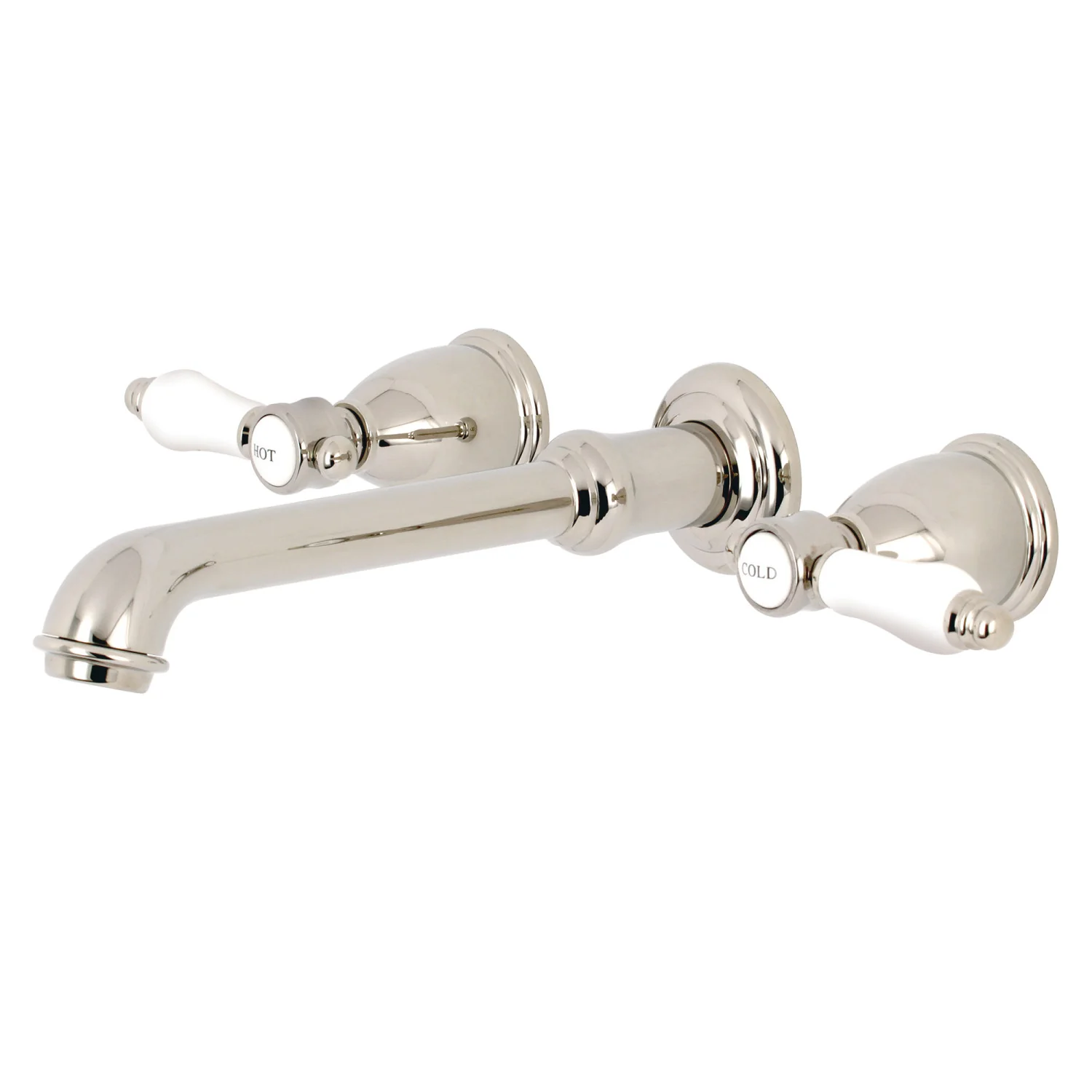 Kingston Tulare KS7026BPL - Bel-Air Two-Handle 3-Hole Wall Mount Tub Faucet, Polished Nickel