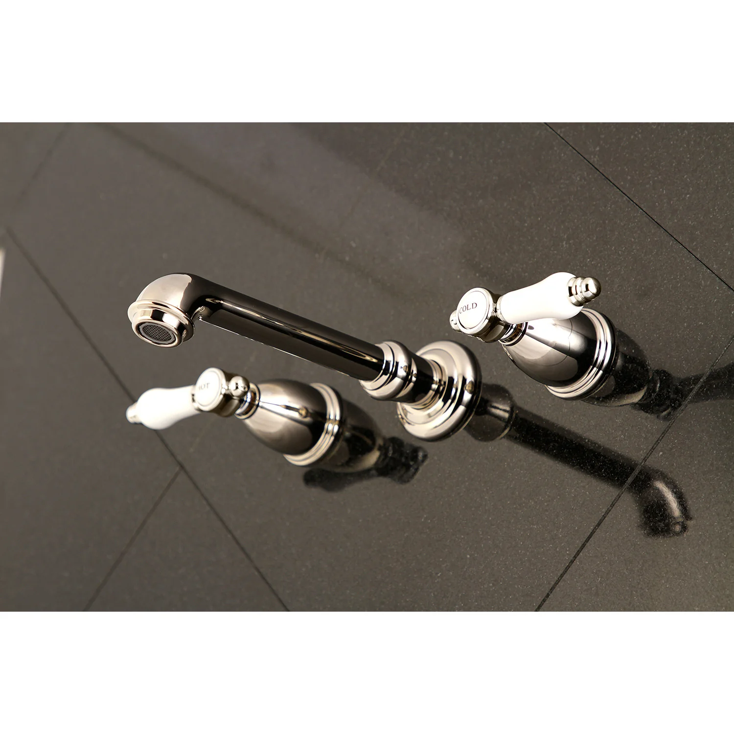 Kingston Tulare KS7026BPL - Bel-Air Two-Handle 3-Hole Wall Mount Tub Faucet, Polished Nickel - Image 4