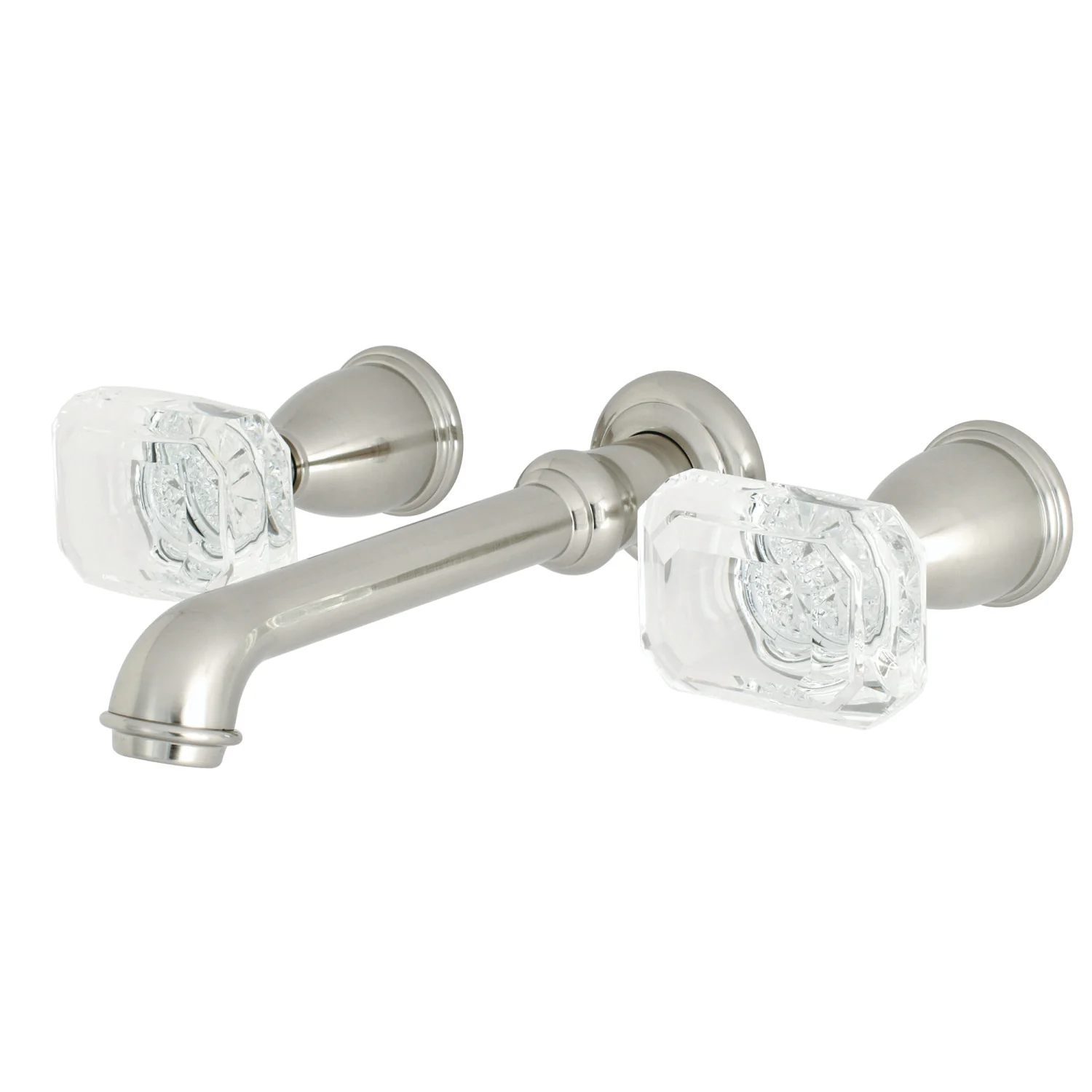 Kingston Tulare KS7028WQL - Krystal Onyx Two-Handle 3-Hole Wall Mount Tub Faucet, Brushed Nickel