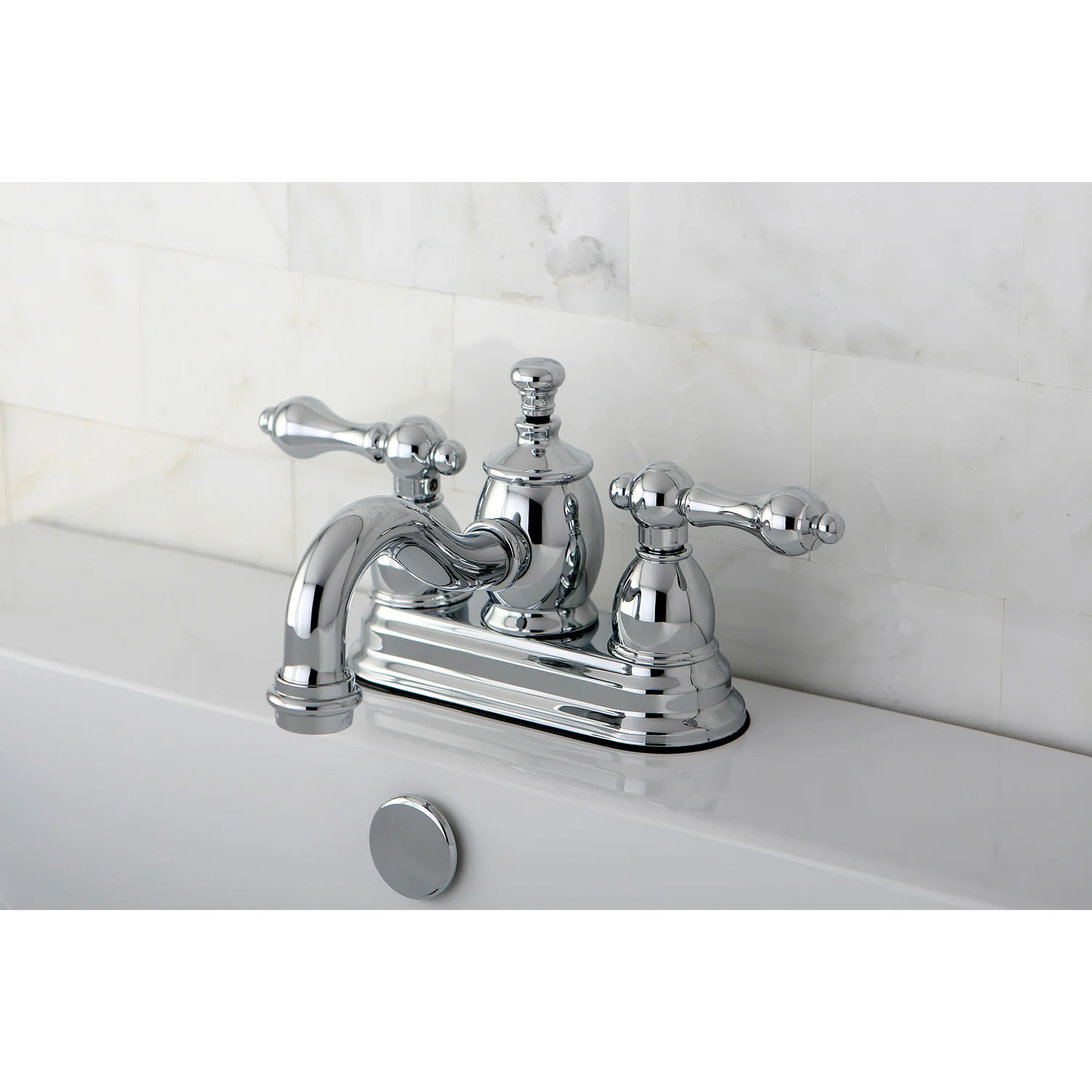 Kingston Heirloom KS7101AL - English Country Double-Handle 3-Hole Deck Mount 4-Inch Centerset Bathroom Faucet with Brass Pop-Up, Polished Chrome - Image 2