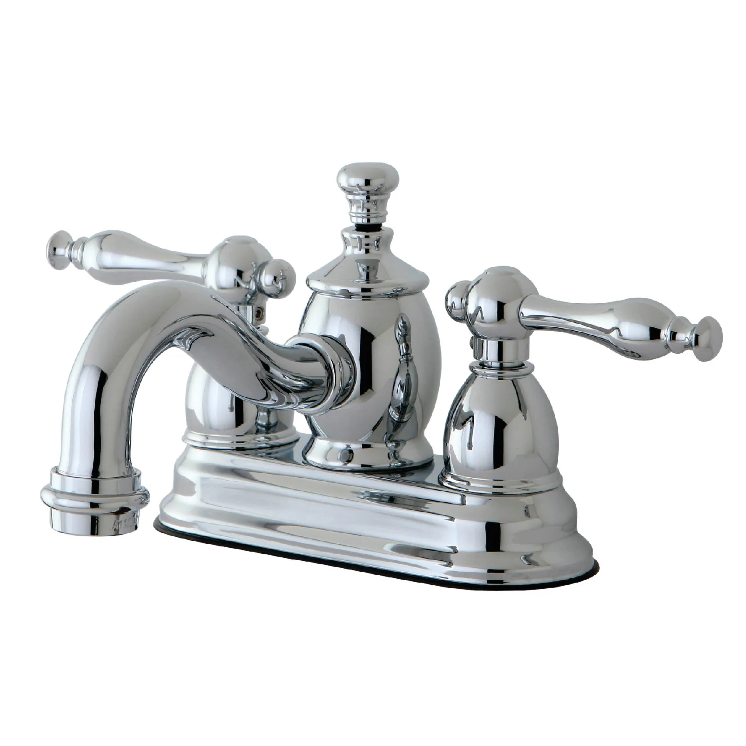 Kingston Heirloom KS7101NL - Naples Double-Handle 3-Hole Deck Mount 4-Inch Centerset Bathroom Faucet with Brass Pop-Up, Polished Chrome