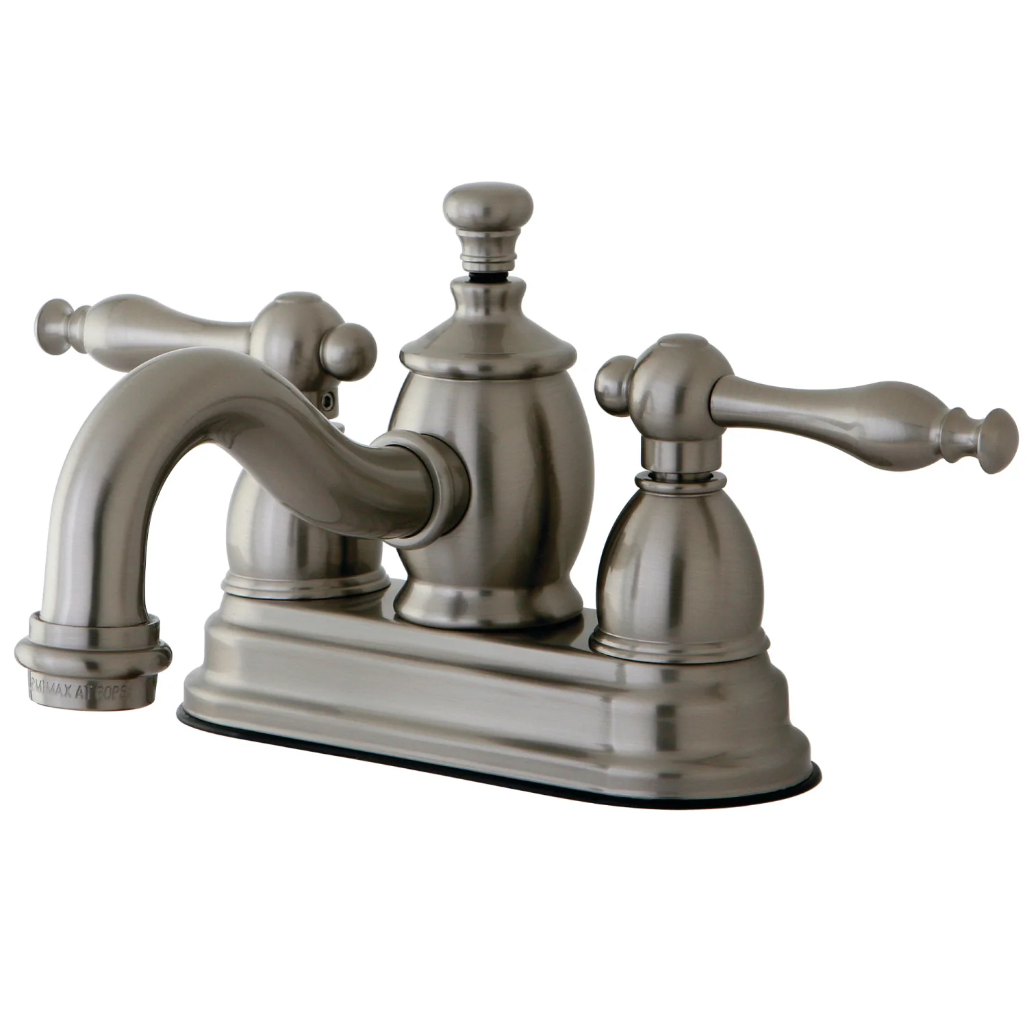 Kingston Heirloom KS7108NL - Naples Double-Handle 3-Hole Deck Mount 4-Inch Centerset Bathroom Faucet with Brass Pop-Up, Brushed Nickel