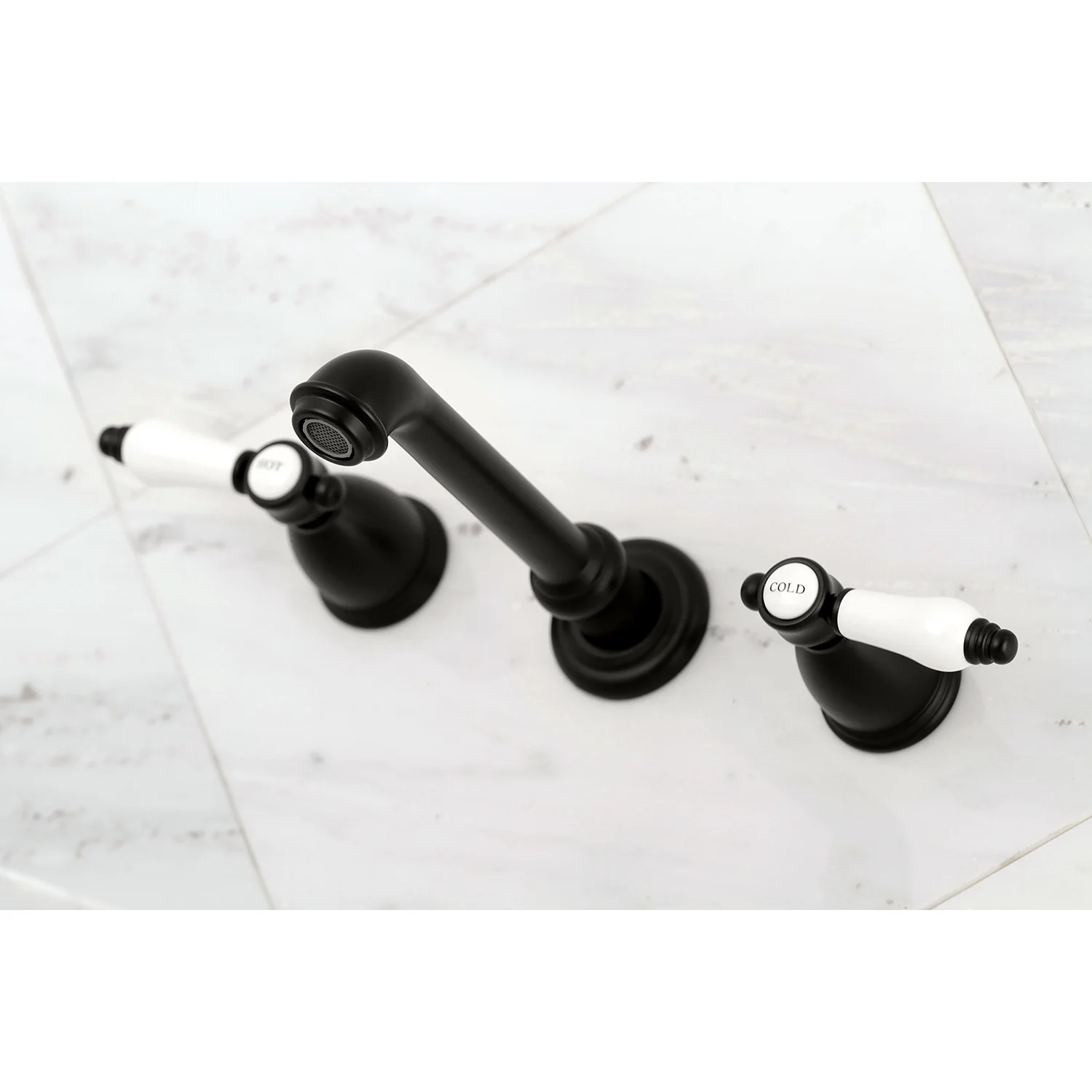 Kingston Tulare KS7120BPL - Bel-Air Double-Handle 3-Hole Wall Mount Bathroom Faucet, Matte Black - Image 3