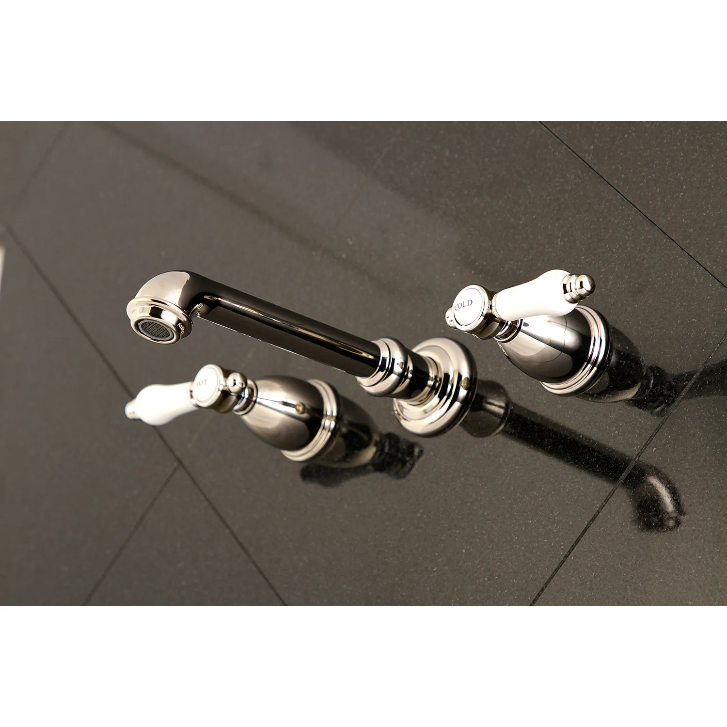 Kingston Tulare KS7126BPL - Bel-Air Double-Handle 3-Hole Wall Mount Bathroom Faucet, Polished Nickel - Image 4