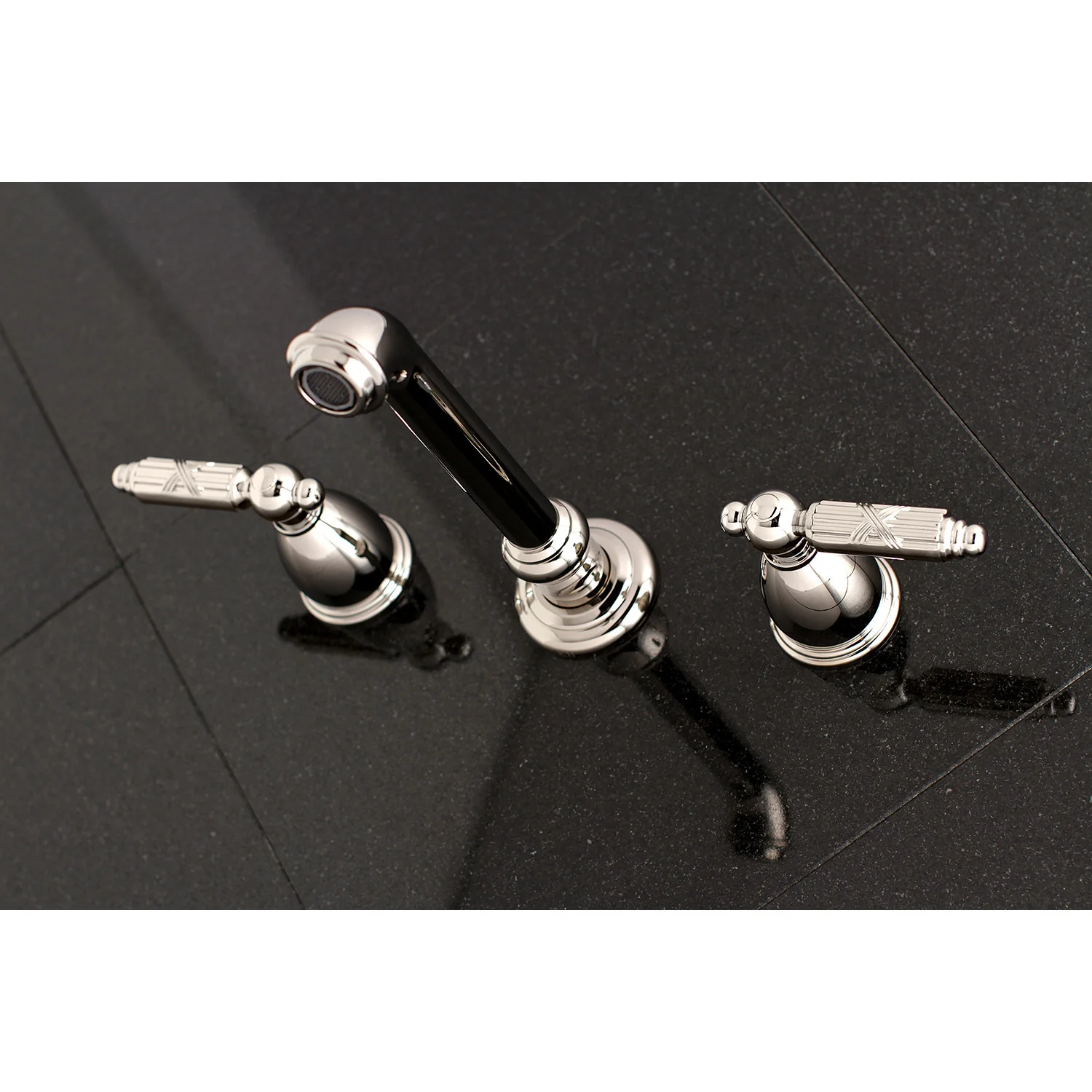 Kingston Tulare KS7126GL - Georgian Double-Handle 3-Hole Wall Mount Bathroom Faucet, Polished Nickel - Image 2