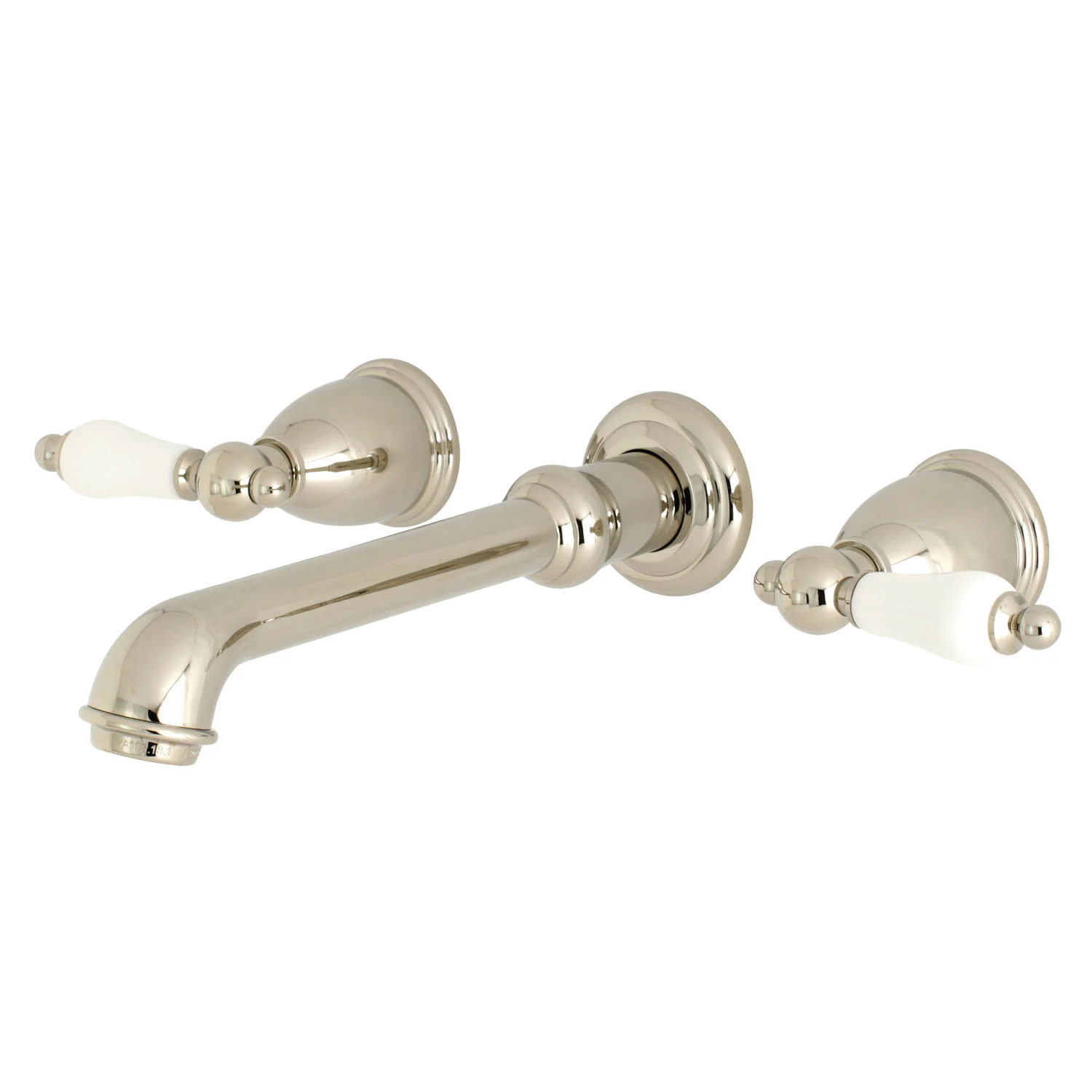 Kingston Tulare KS7126PL - English Country Double-Handle 3-Hole Wall Mount Bathroom Faucet, Polished Nickel
