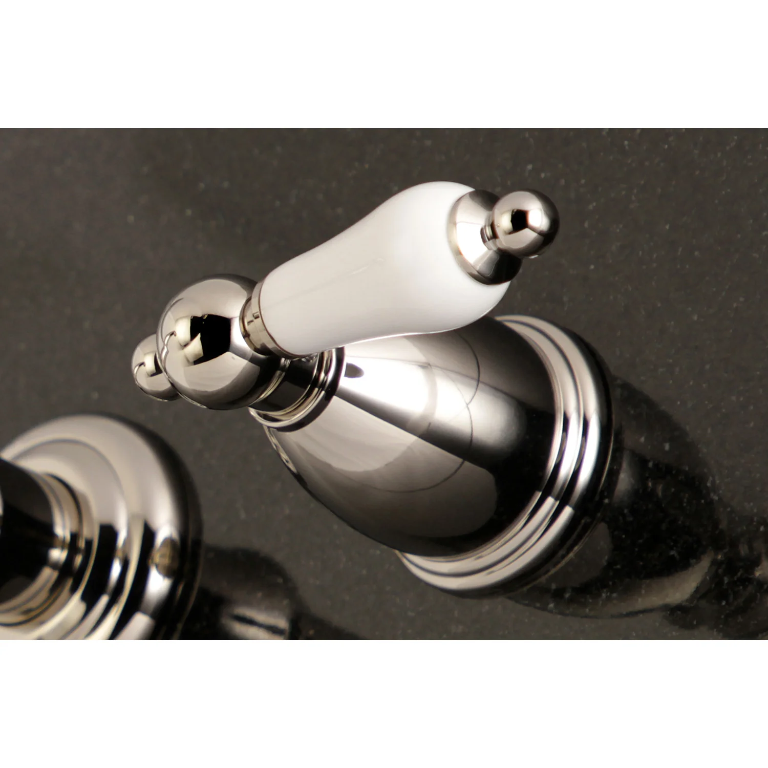 Kingston Tulare KS7126PL - English Country Double-Handle 3-Hole Wall Mount Bathroom Faucet, Polished Nickel - Image 2