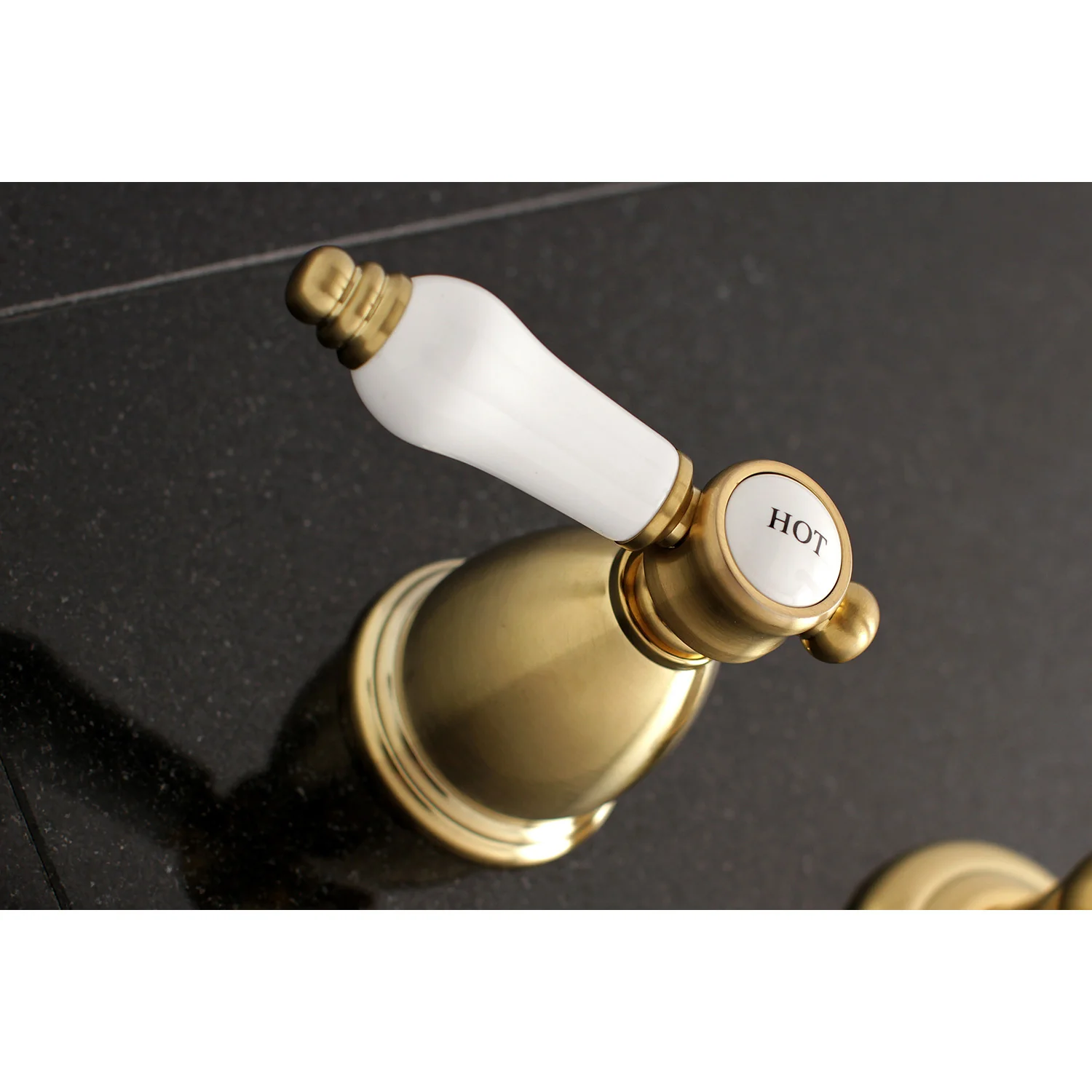 Kingston Tulare KS7127BPL - Bel-Air Double-Handle 3-Hole Wall Mount Bathroom Faucet, Brushed Brass - Image 3