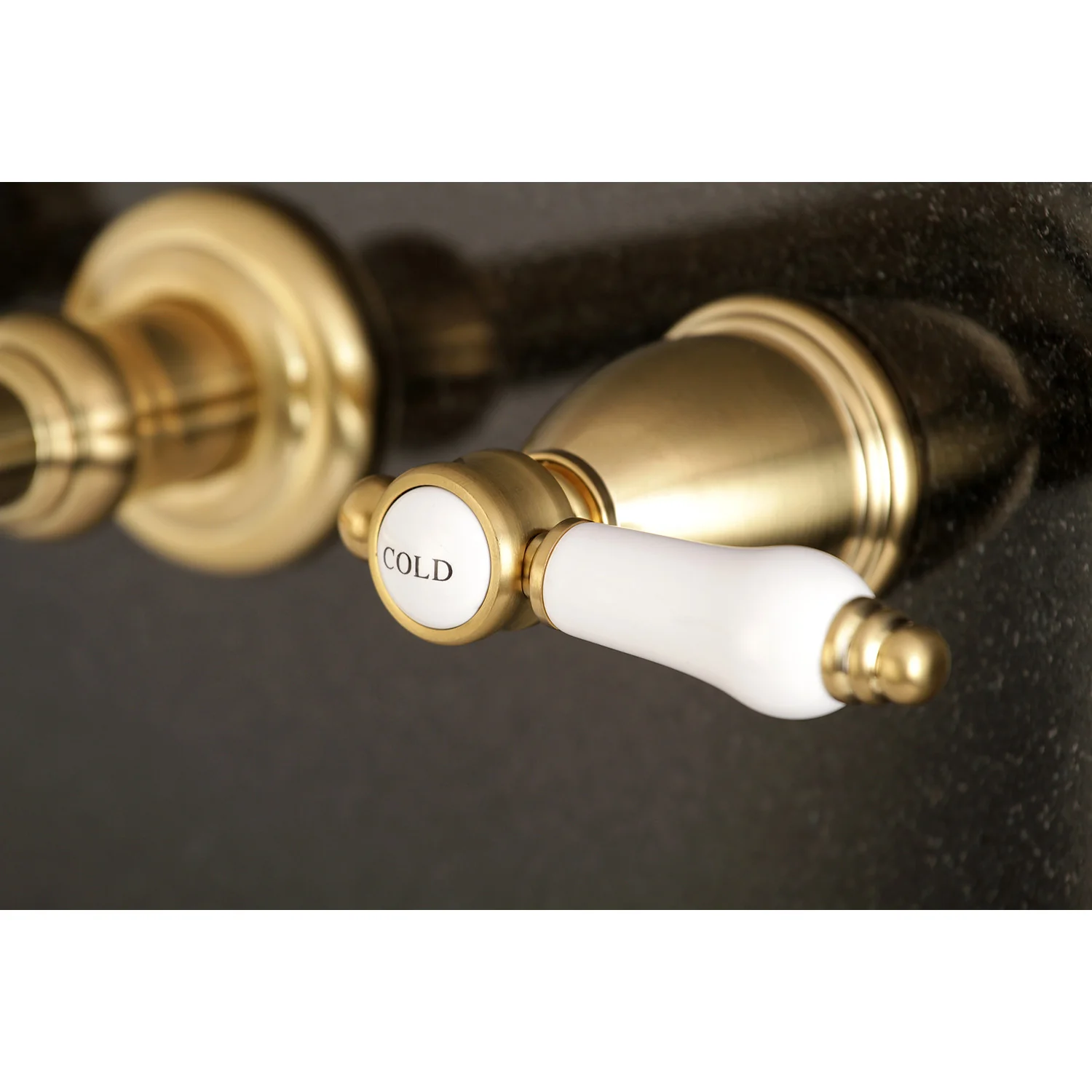 Kingston Tulare KS7127BPL - Bel-Air Double-Handle 3-Hole Wall Mount Bathroom Faucet, Brushed Brass - Image 6