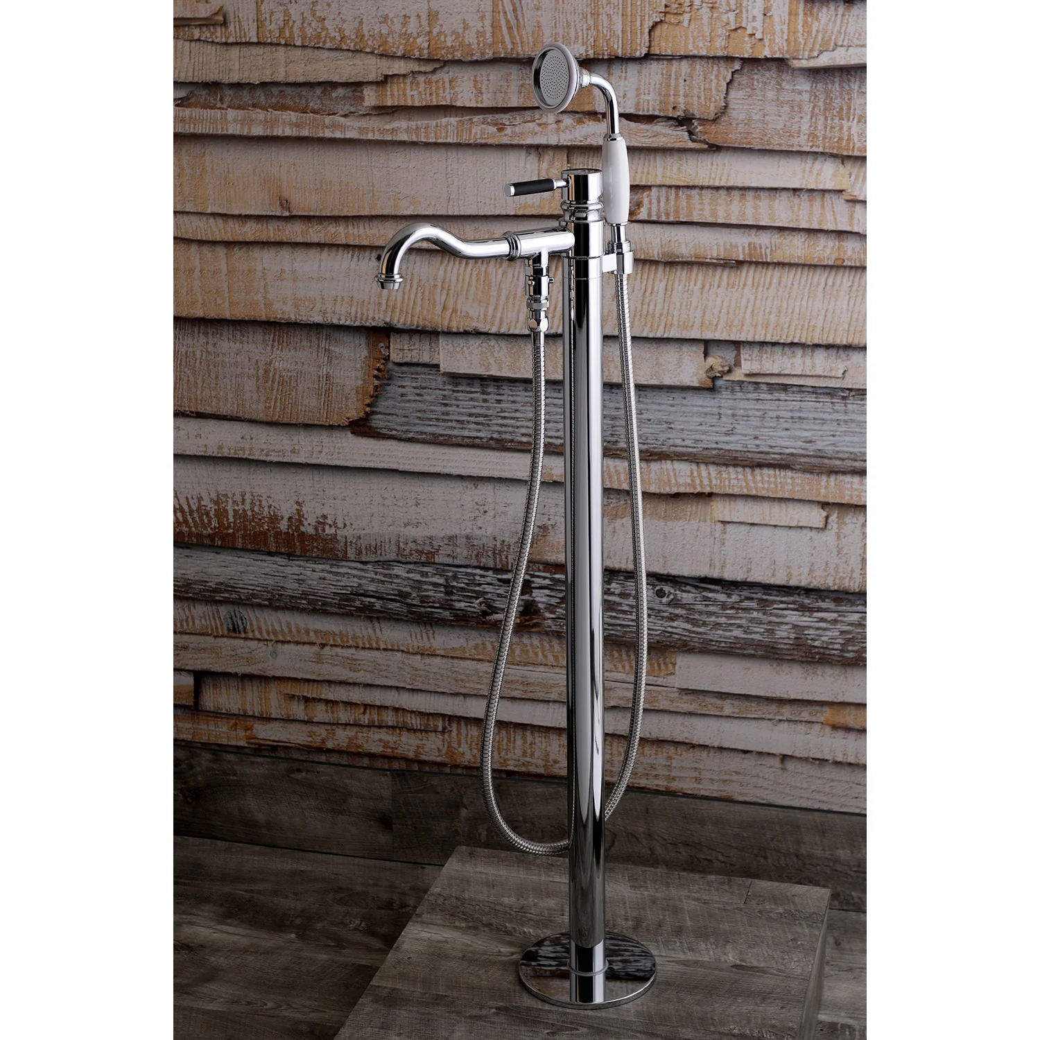 Kingston Sona KS7131DKL - Kaiser Single-Handle 1-Hole Freestanding Tub Faucet with Hand Shower, Polished Chrome - Image 2
