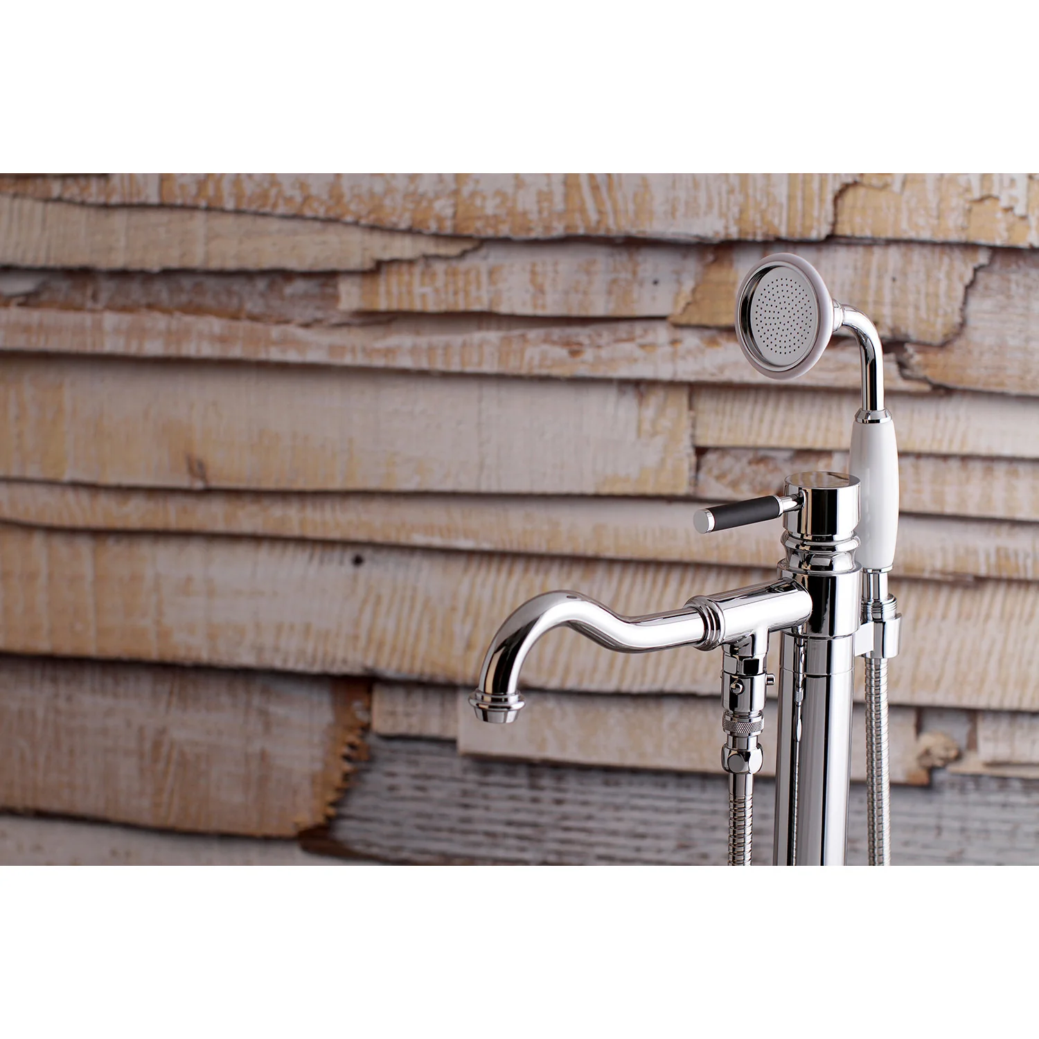 Kingston Sona KS7131DKL - Kaiser Single-Handle 1-Hole Freestanding Tub Faucet with Hand Shower, Polished Chrome - Image 3