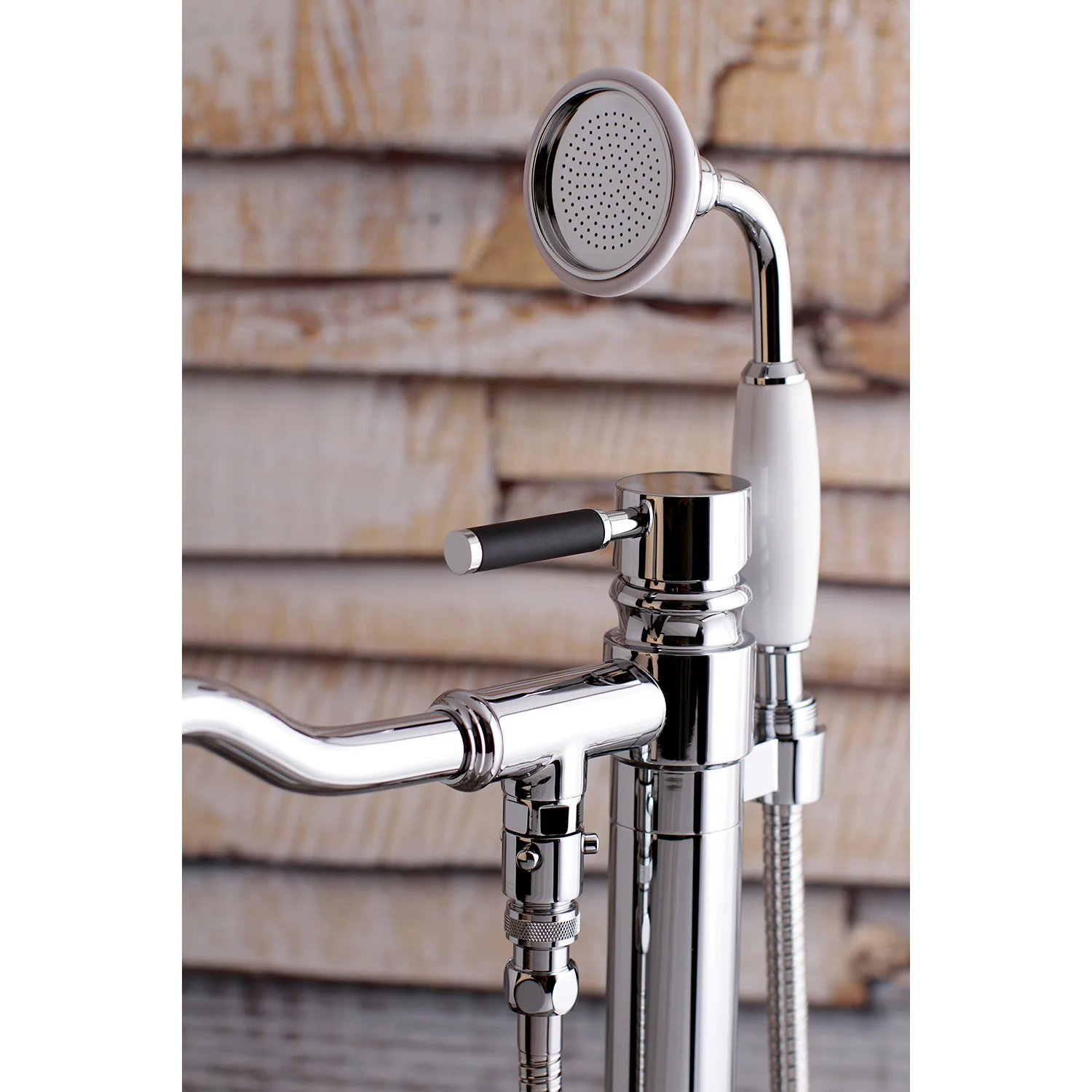 Kingston Sona KS7131DKL - Kaiser Single-Handle 1-Hole Freestanding Tub Faucet with Hand Shower, Polished Chrome - Image 4