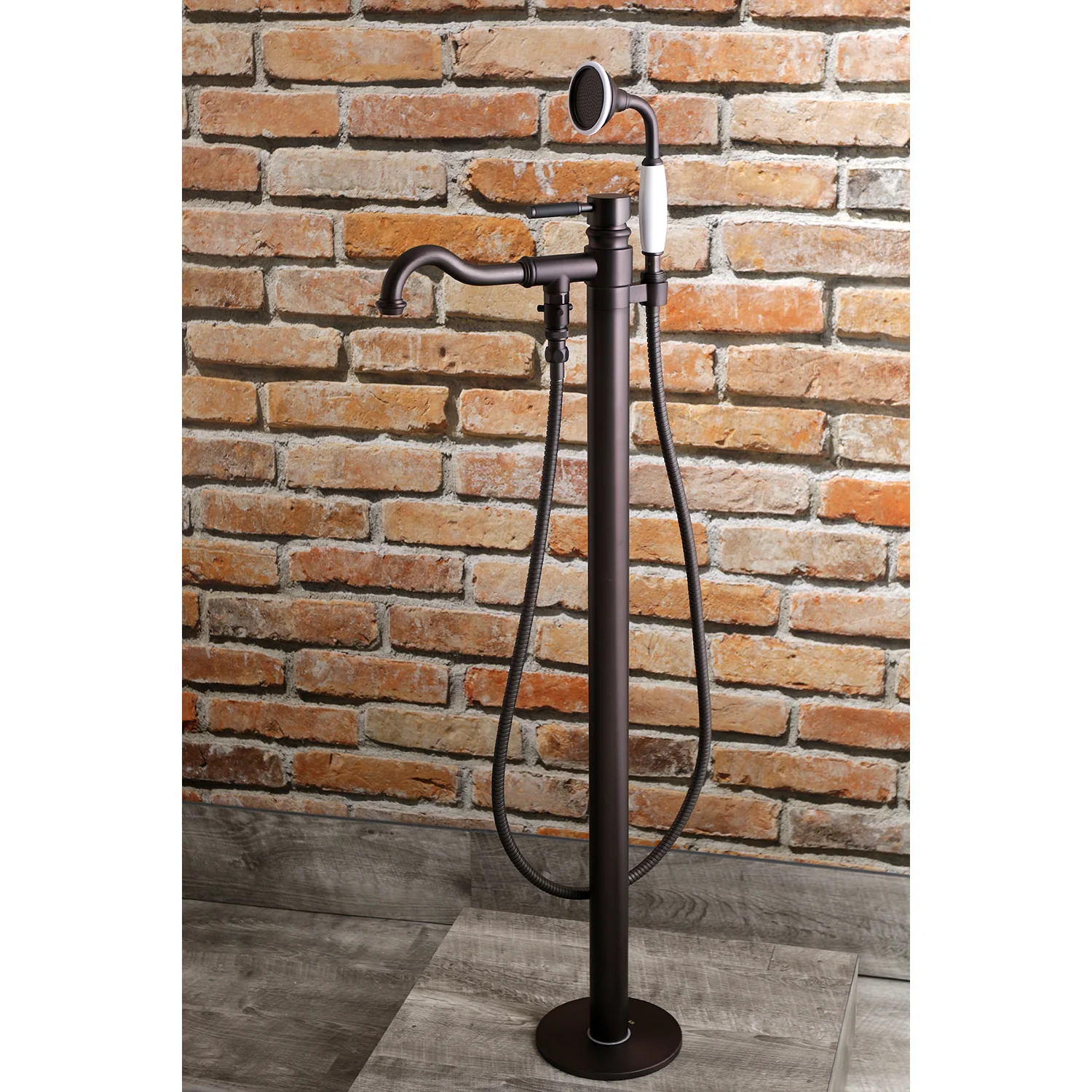 Kingston Sona KS7135DKL - Kaiser Single-Handle 1-Hole Freestanding Tub Faucet with Hand Shower, Oil Rubbed Bronze - Image 2