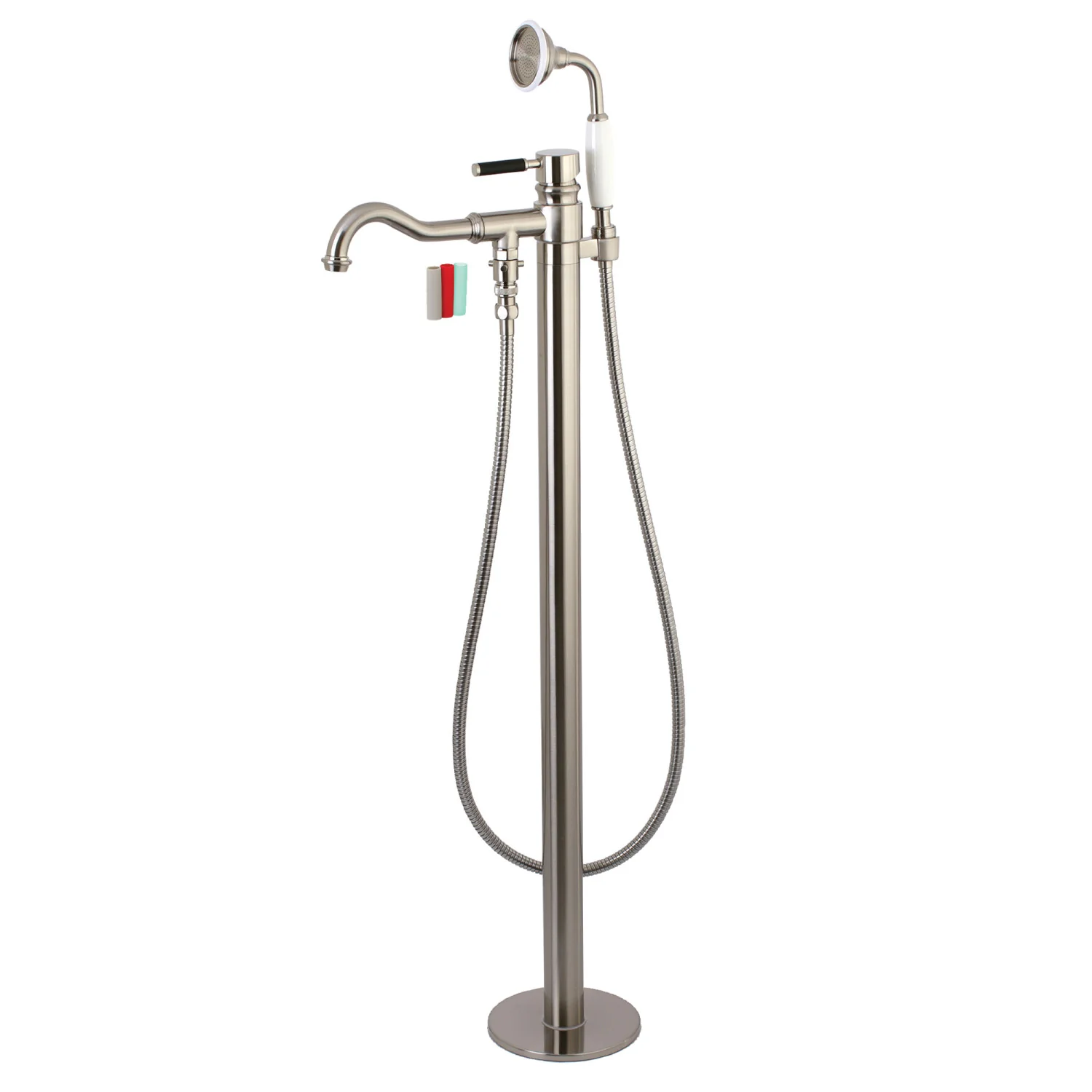 Kingston Sona KS7138DKL - Kaiser Single-Handle 1-Hole Freestanding Tub Faucet with Hand Shower, Brushed Nickel