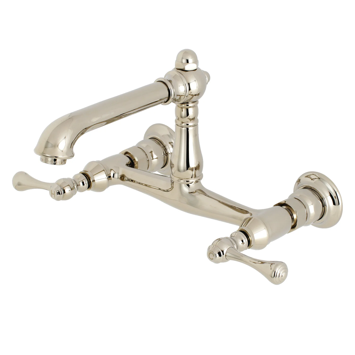 Kingston Heirloom KS7246BL - English Country Double-Handle 2-Hole Wall Mount Bathroom Faucet, Polished Nickel
