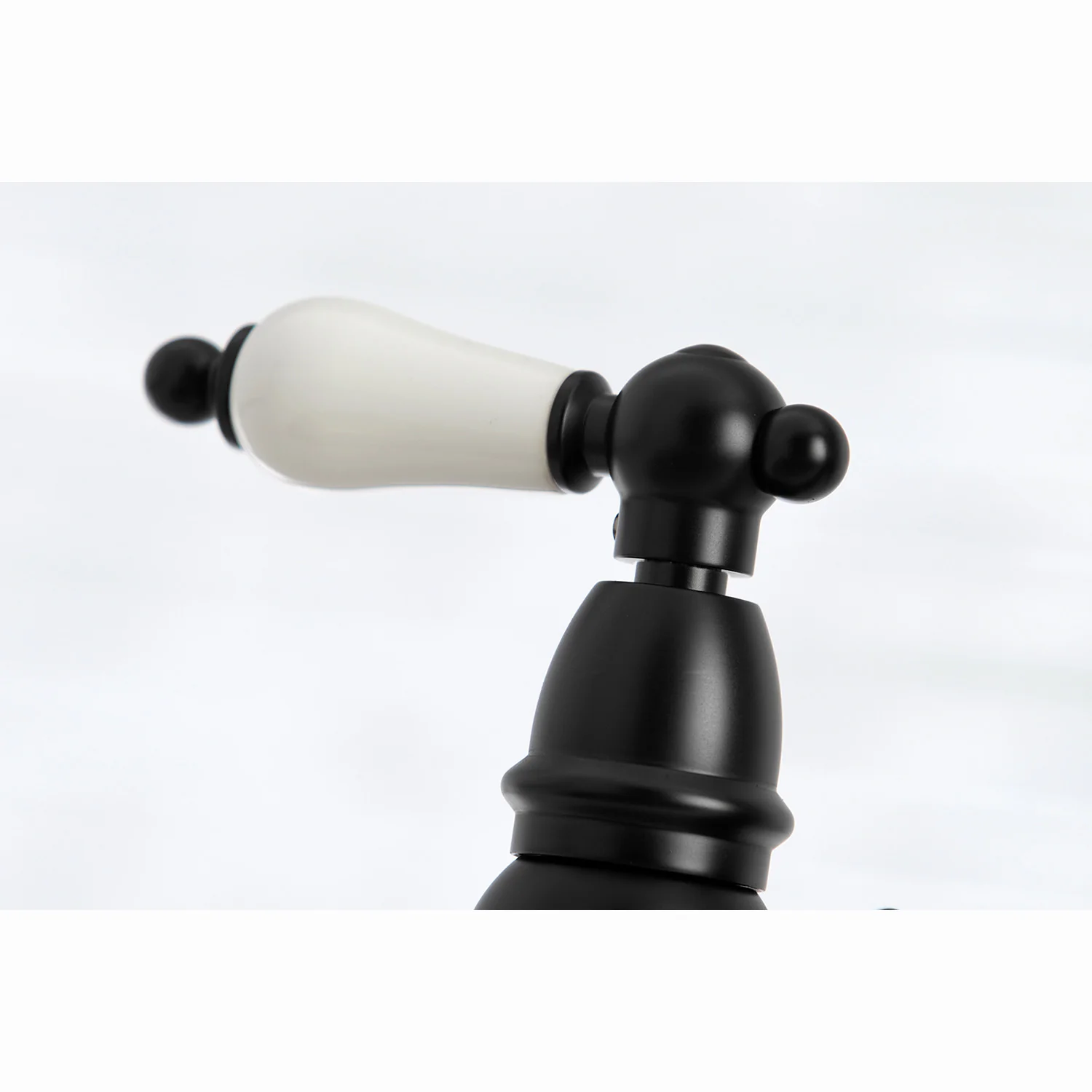 Kingston Tulare KS7270PLBS - English Country Two-Handle 4-Hole Deck Mount Bridge Kitchen Faucet with Brass Sprayer, Matte Black - Image 2