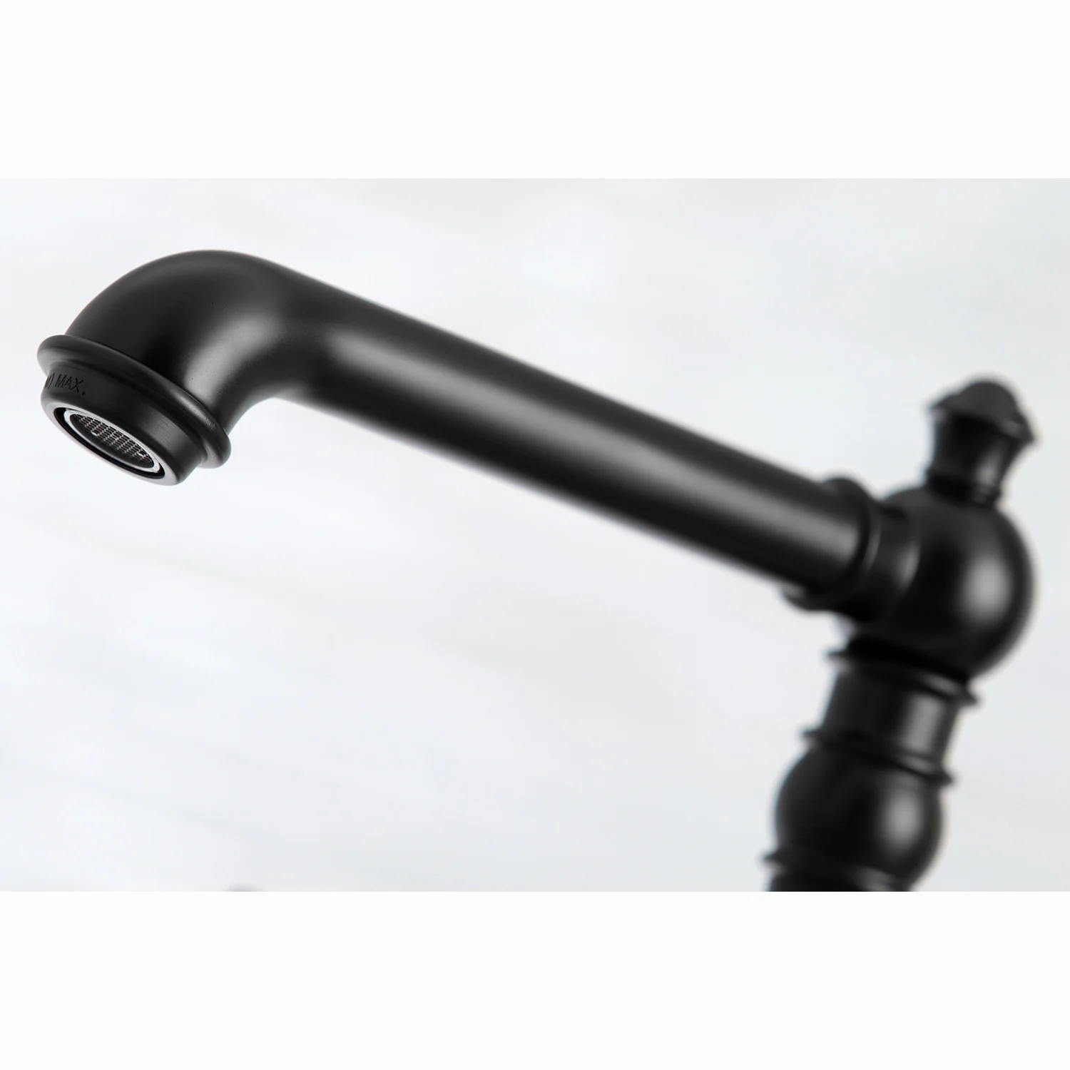 Kingston Tulare KS7270PLBS - English Country Two-Handle 4-Hole Deck Mount Bridge Kitchen Faucet with Brass Sprayer, Matte Black - Image 4