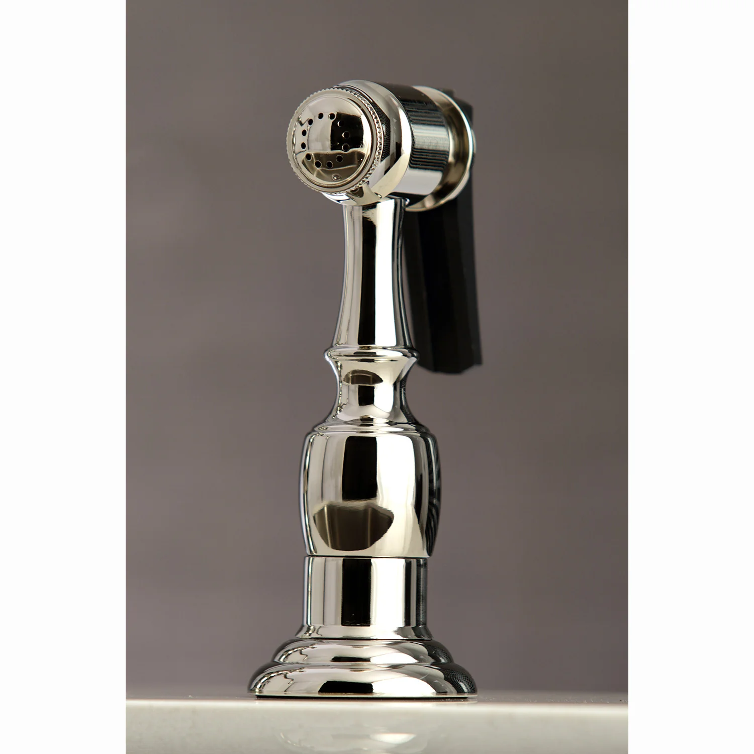 Kingston Tulare KS7276PLBS - English Country Two-Handle 4-Hole Deck Mount Bridge Kitchen Faucet with Brass Sprayer, Polished Nickel - Image 3