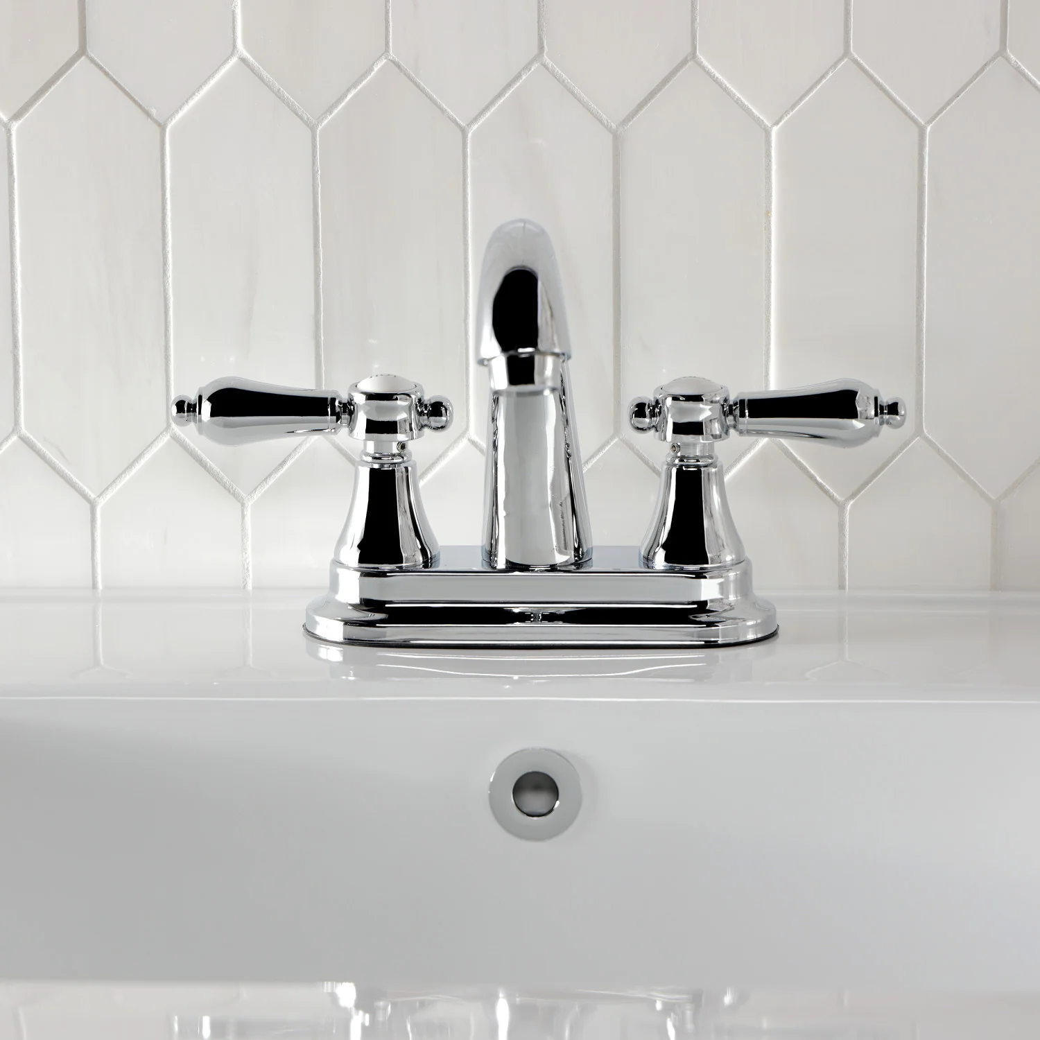 Kingston Heirloom KS7611BAL - Heirloom Double-Handle 3-Hole Deck Mount 4-Inch Centerset Bathroom Faucet with Brass Pop-Up, Polished Chrome - Image 3