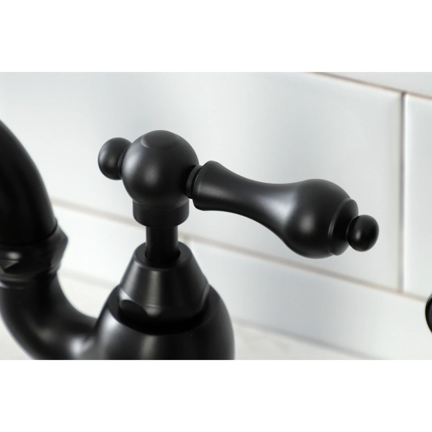 Kingston Heirloom KS7790ALBS - English Country Two-Handle 3-Hole Deck Mount Bridge Kitchen Faucet with Brass Sprayer, Matte Black - Image 4