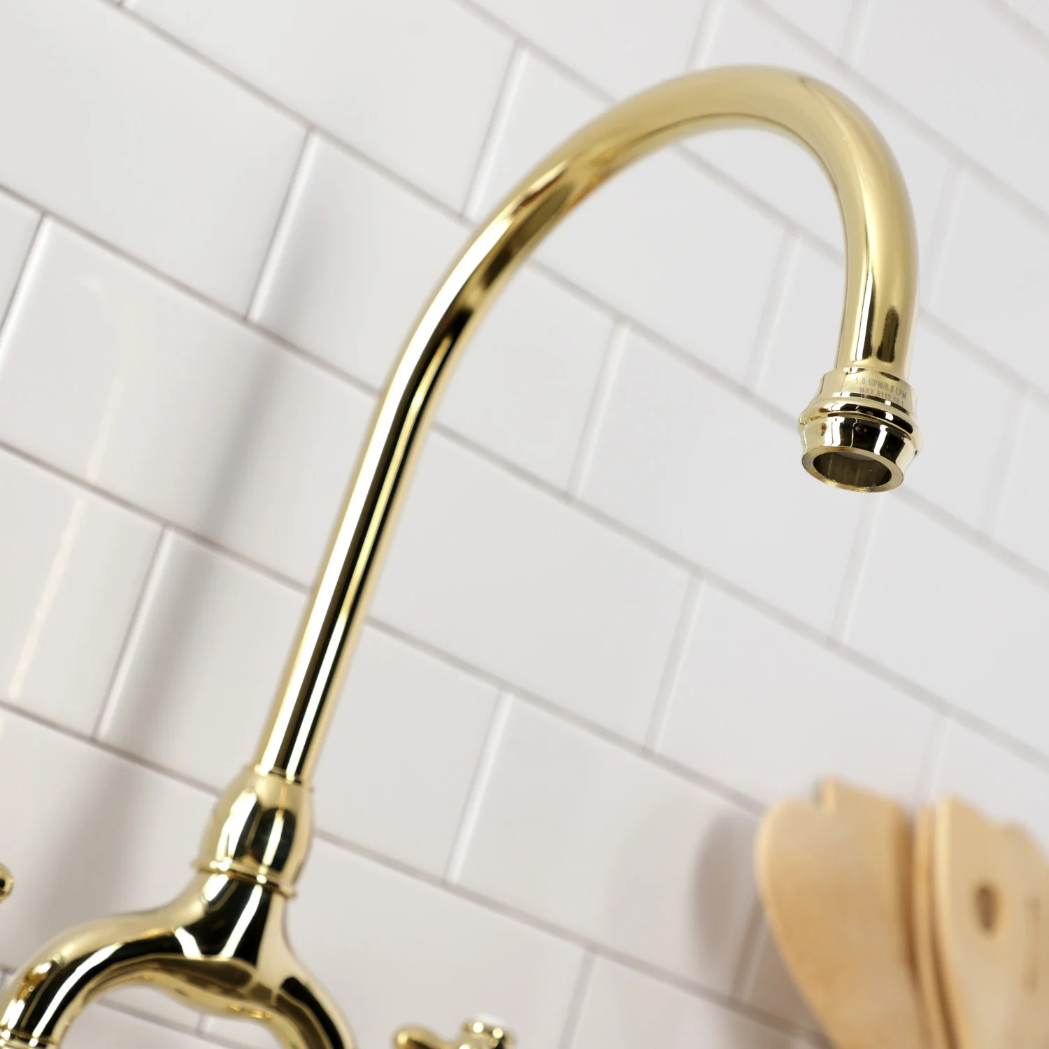 Kingston Heirloom KS7792AXBS - English Country Two-Handle 3-Hole Deck Mount Bridge Kitchen Faucet with Brass Sprayer, Polished Brass - Image 5