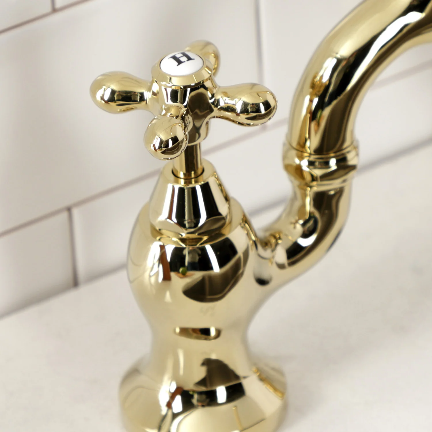 Kingston Heirloom KS7792AXBS - English Country Two-Handle 3-Hole Deck Mount Bridge Kitchen Faucet with Brass Sprayer, Polished Brass - Image 7