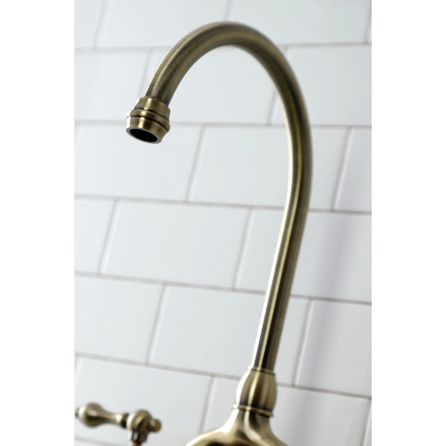 Kingston Heirloom KS7793ALBS - English Country Two-Handle 3-Hole Deck Mount Bridge Kitchen Faucet with Brass Sprayer, Antique Brass - Image 5