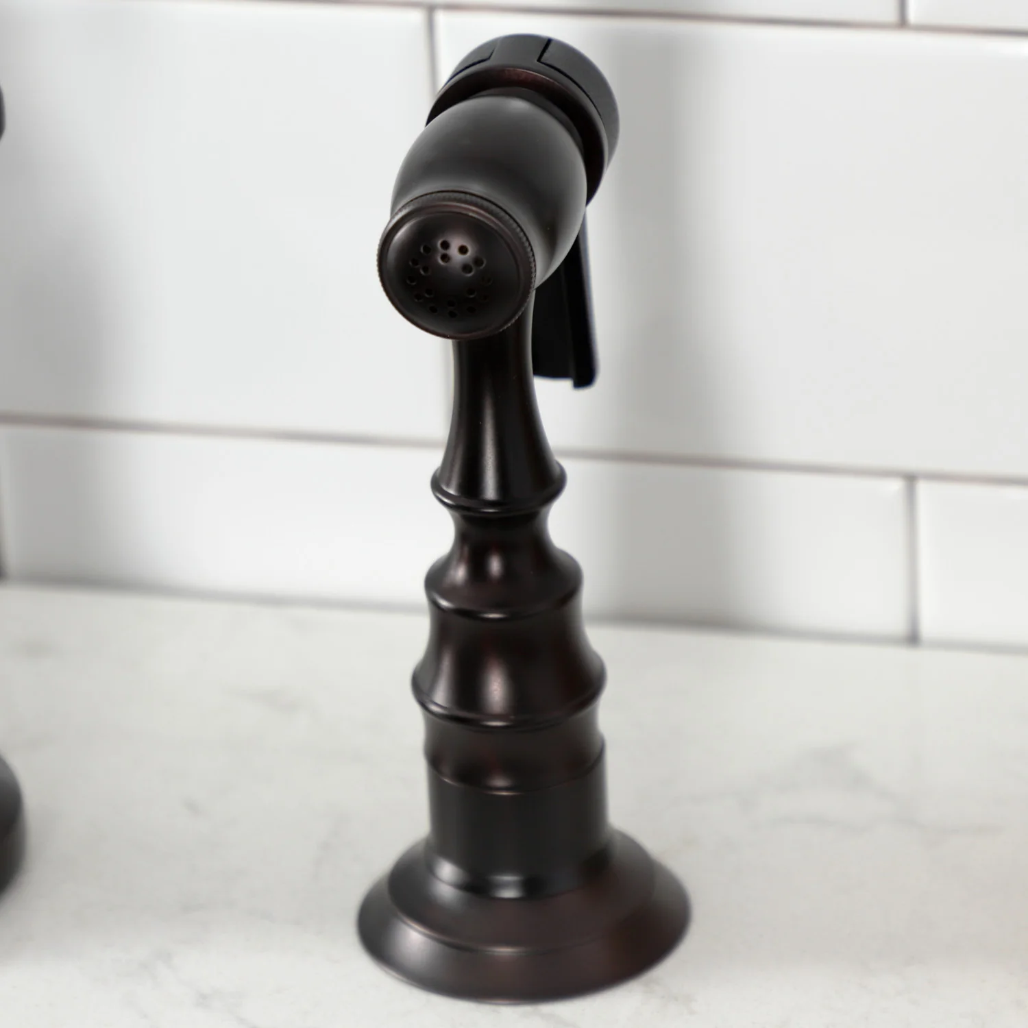 Kingston Heirloom KS7795PLBS - English Country Two-Handle 3-Hole Deck Mount Bridge Kitchen Faucet with Brass Sprayer, Oil Rubbed Bronze - Image 5