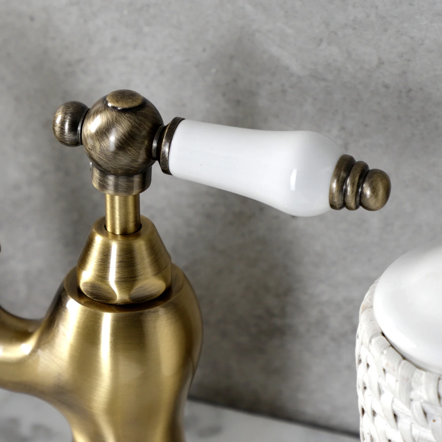 Kingston Tulare KS7993PL - English Country Two-Handle 3-Hole Deck Mount Bridge Bathroom Faucet with Brass Pop-Up, Antique Brass - Image 7