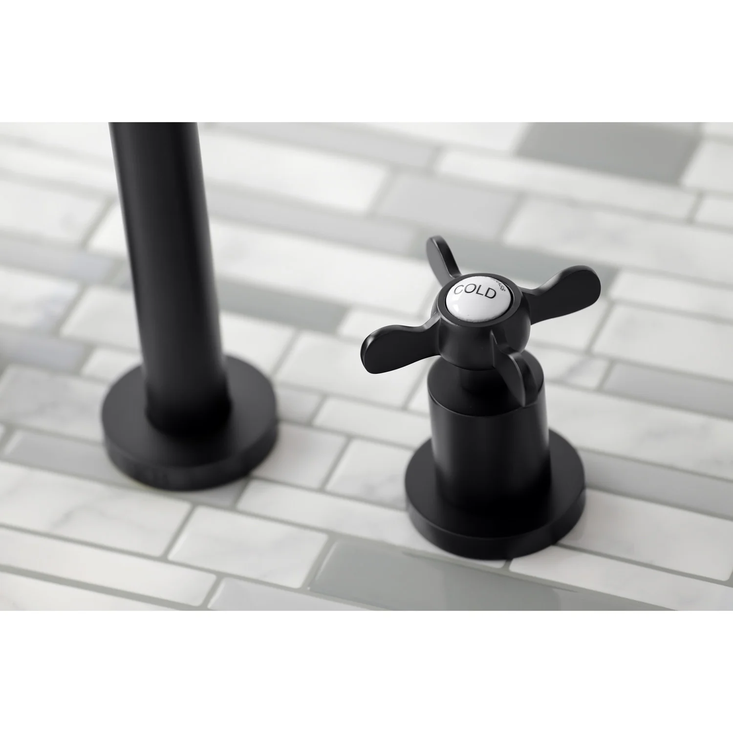 Kingston Tulare KS8020BEX - Essex Two-Handle 3-Hole Wall Mount Tub Faucet, Matte Black - Image 2