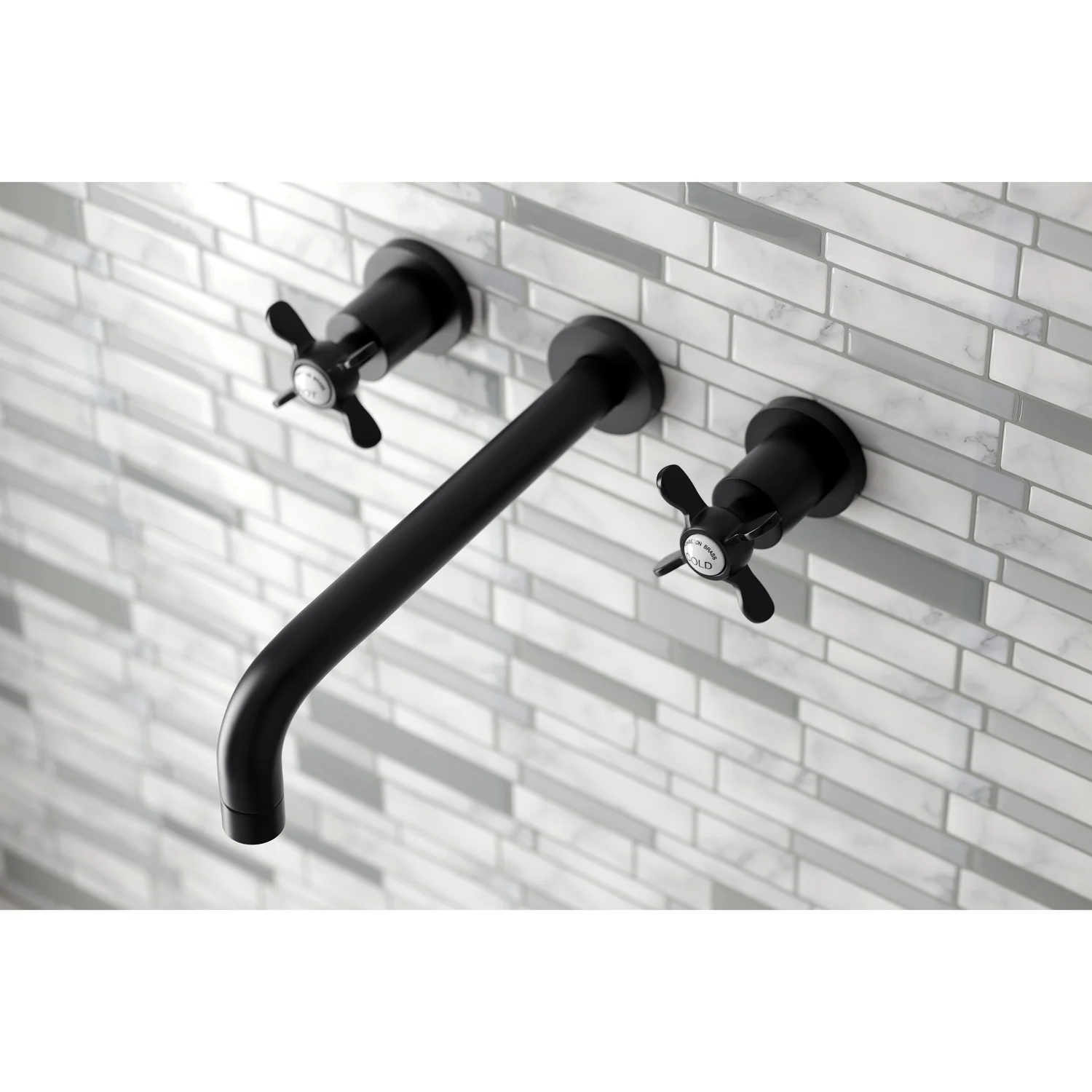 Kingston Tulare KS8020BEX - Essex Two-Handle 3-Hole Wall Mount Tub Faucet, Matte Black - Image 5