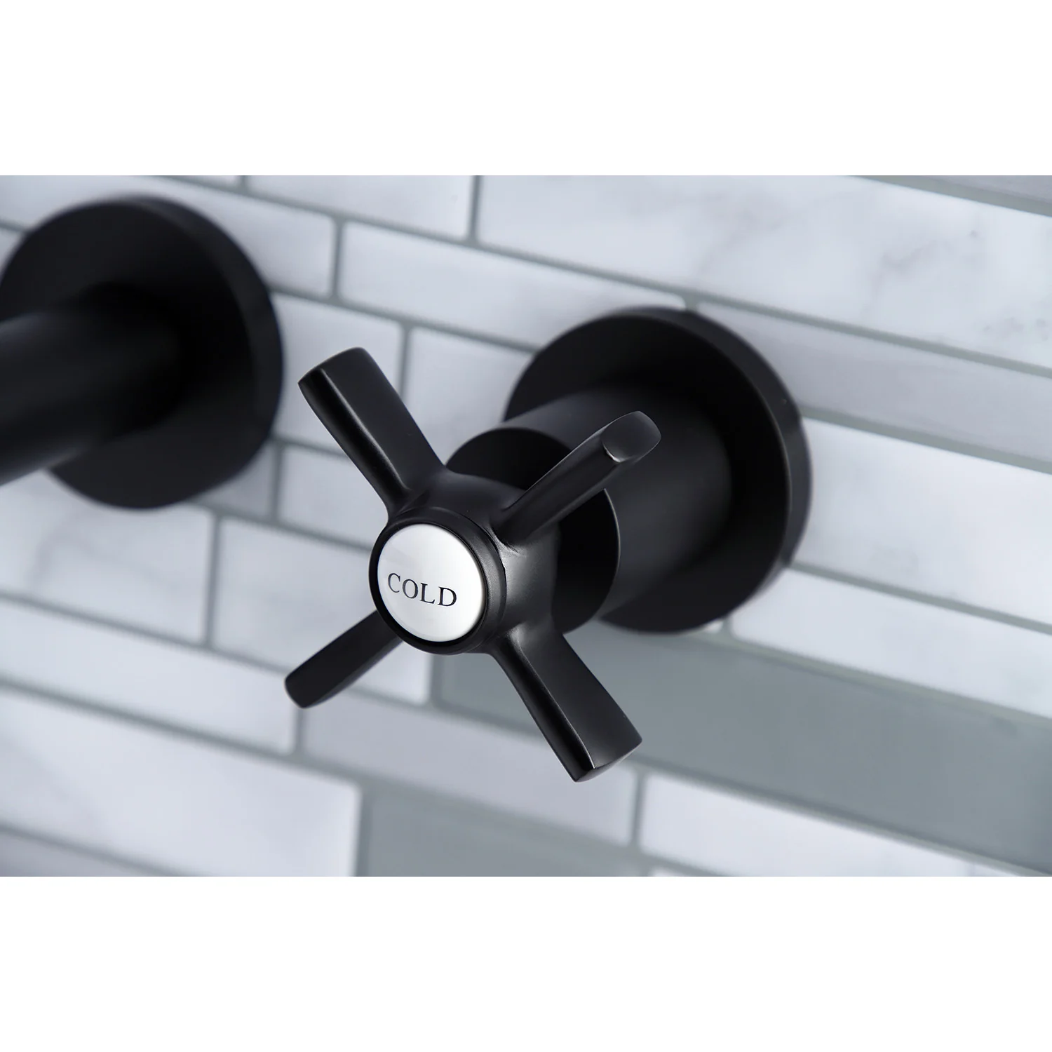 Kingston Sona KS8020ZX - Millennium Two-Handle 3-Hole Wall Mount Tub Faucet, Matte Black - Image 3