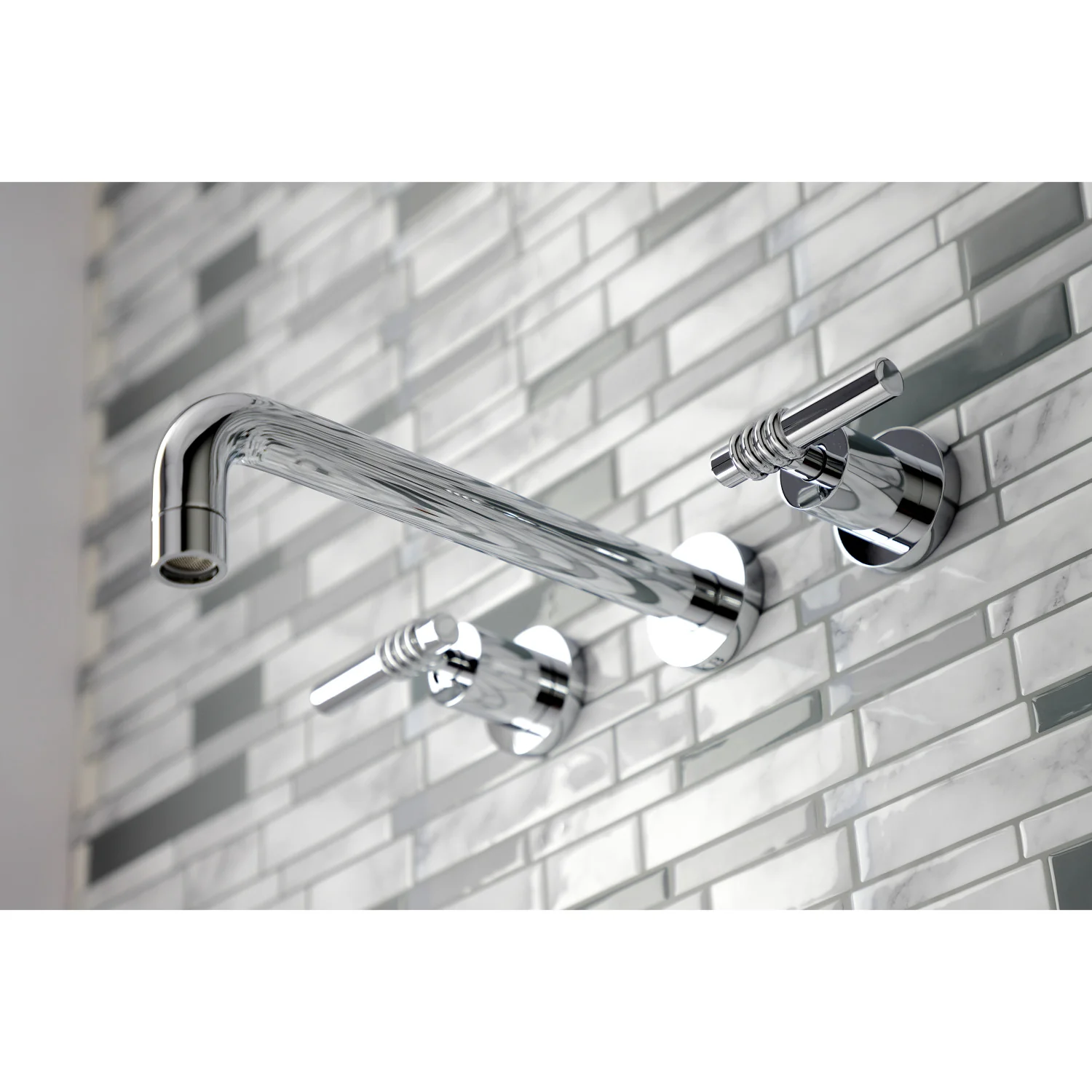Kingston Sona KS8021ML - Milano Two-Handle 3-Hole Wall Mount Tub Faucet, Polished Chrome - Image 3