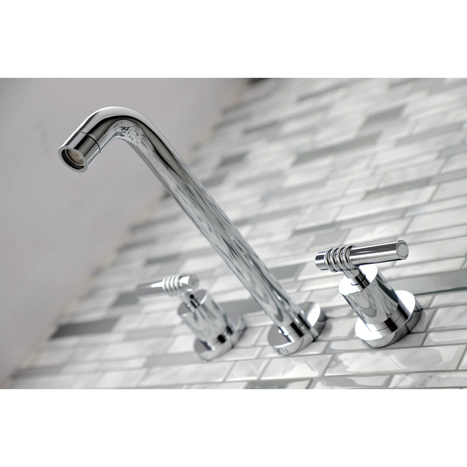Kingston Sona KS8021ML - Milano Two-Handle 3-Hole Wall Mount Tub Faucet, Polished Chrome - Image 4