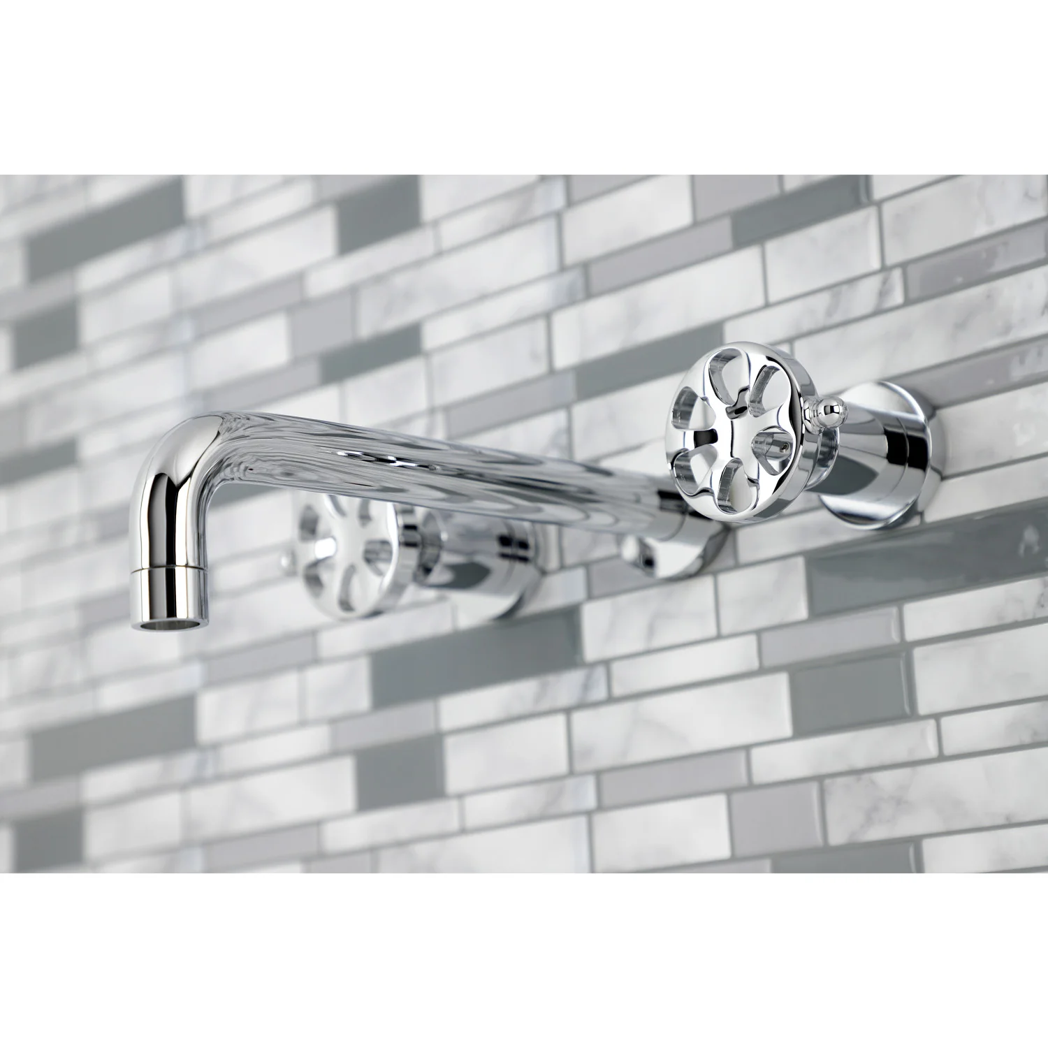 Kingston Sona KS8021RX - Belknap Two-Handle 3-Hole Wall Mount Tub Faucet, Polished Chrome - Image 4