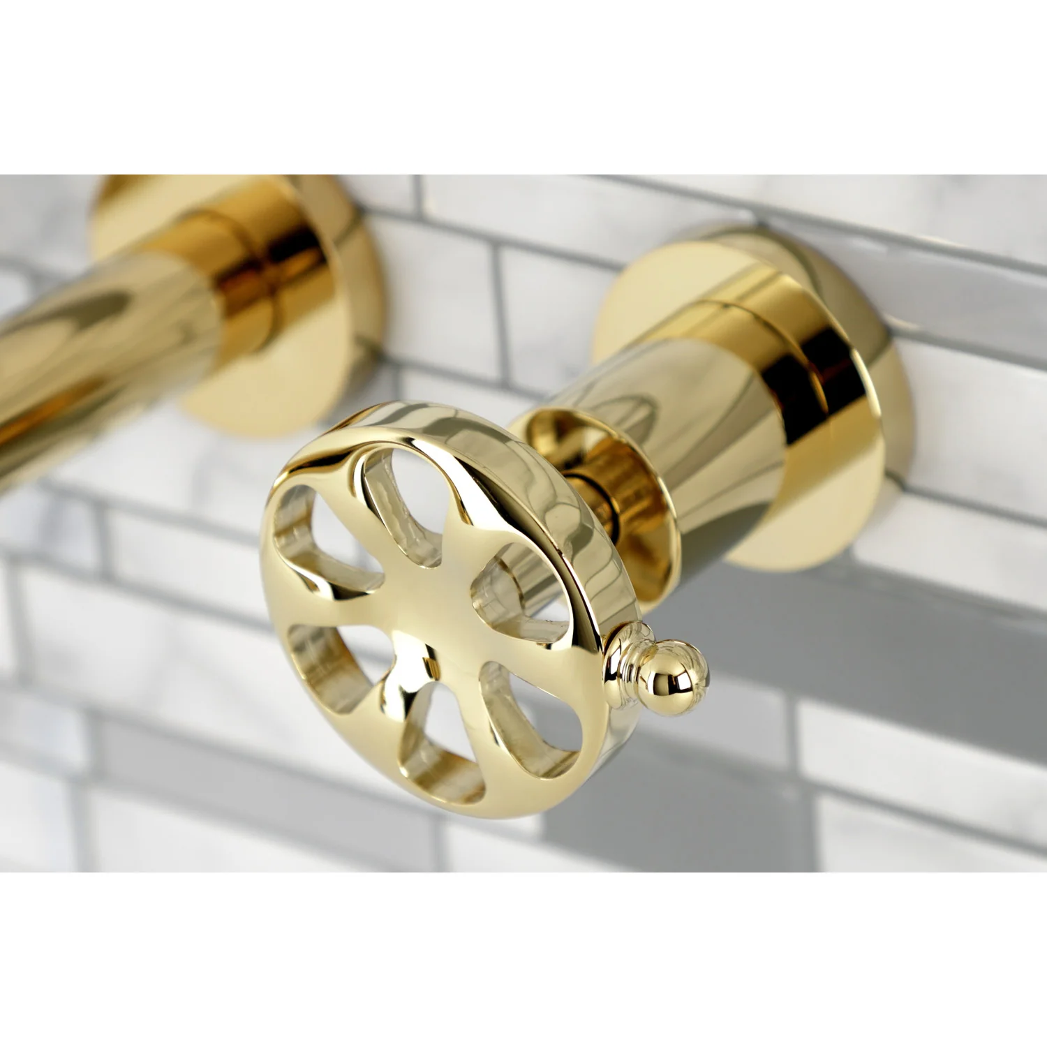 Kingston Sona KS8022RX - Belknap Two-Handle 3-Hole Wall Mount Tub Faucet, Polished Brass - Image 2
