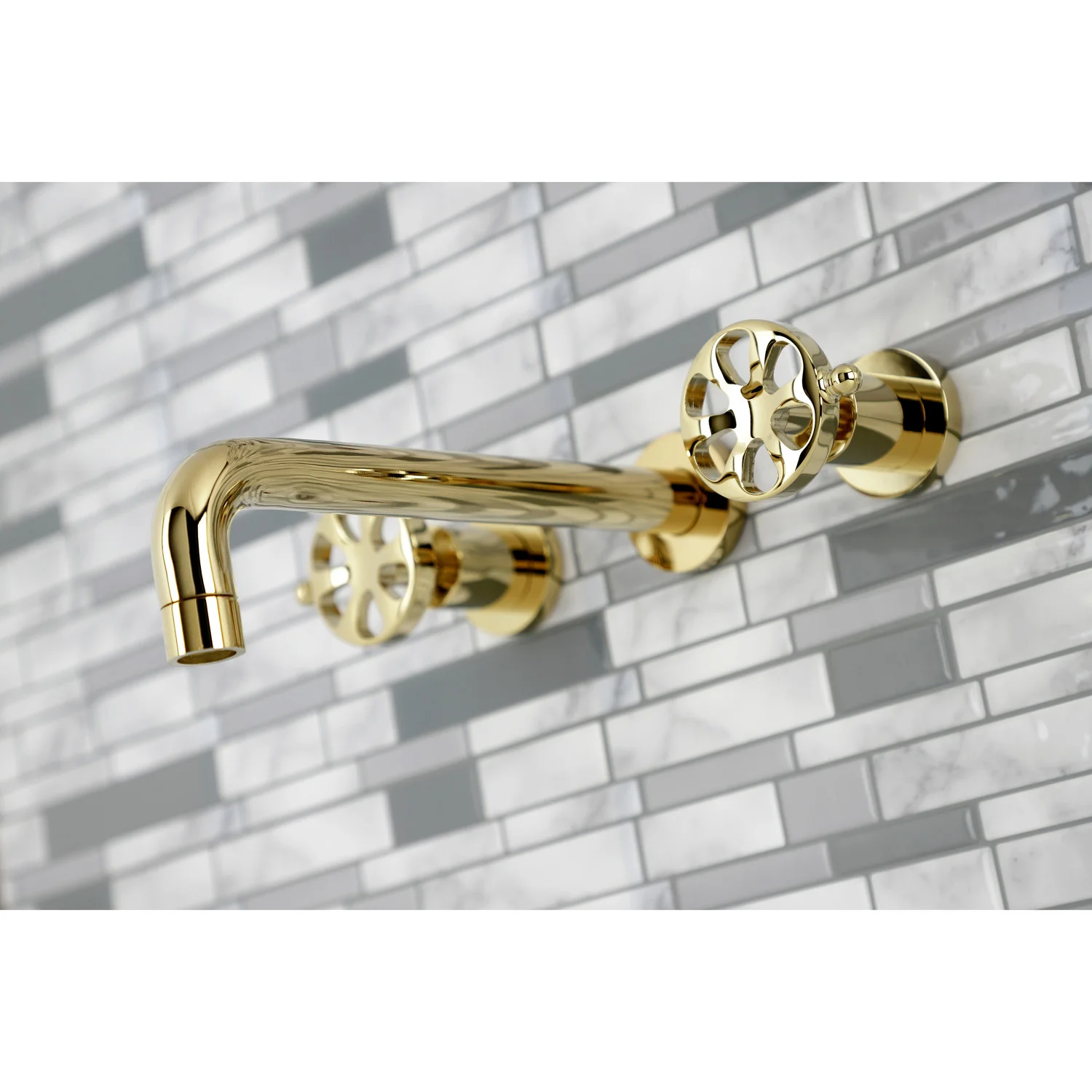Kingston Sona KS8022RX - Belknap Two-Handle 3-Hole Wall Mount Tub Faucet, Polished Brass - Image 4