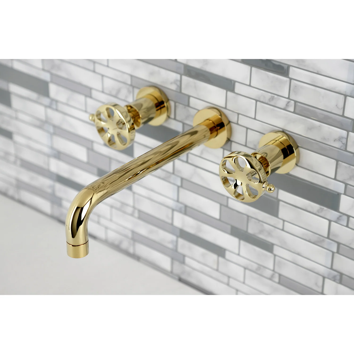 Kingston Sona KS8022RX - Belknap Two-Handle 3-Hole Wall Mount Tub Faucet, Polished Brass - Image 5