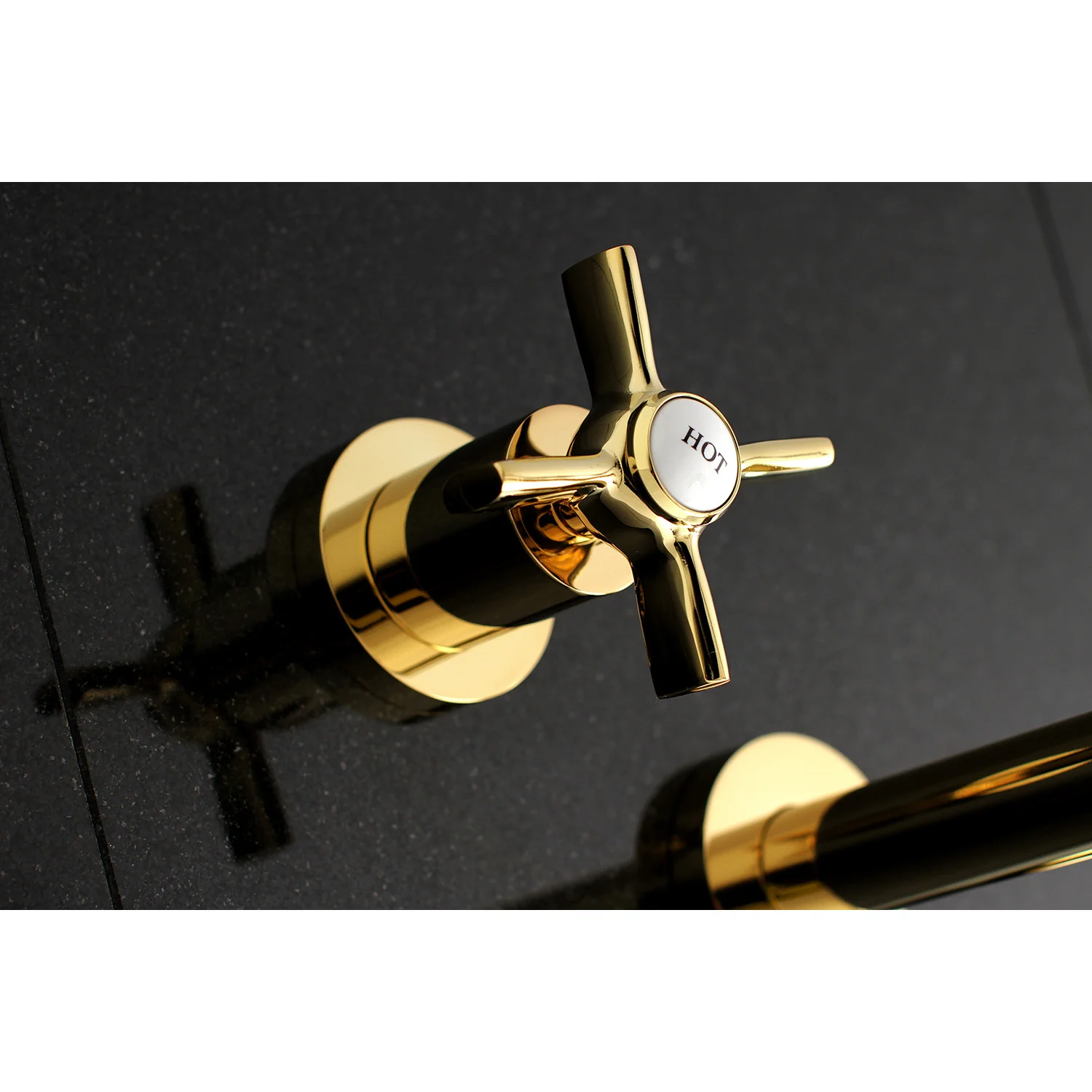 Kingston Sona KS8022ZX - Millennium Two-Handle 3-Hole Wall Mount Tub Faucet, Polished Brass - Image 2