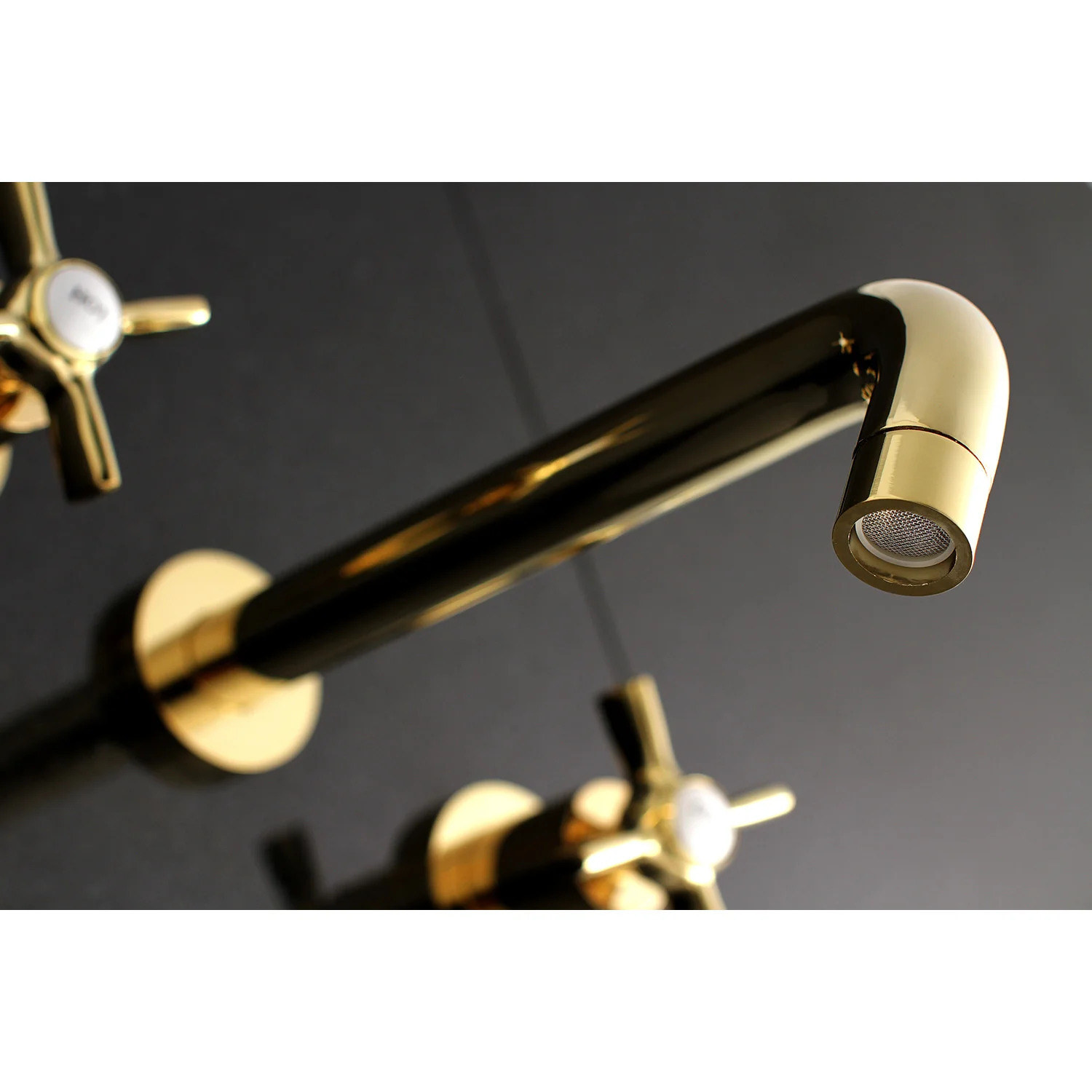 Kingston Sona KS8022ZX - Millennium Two-Handle 3-Hole Wall Mount Tub Faucet, Polished Brass - Image 3