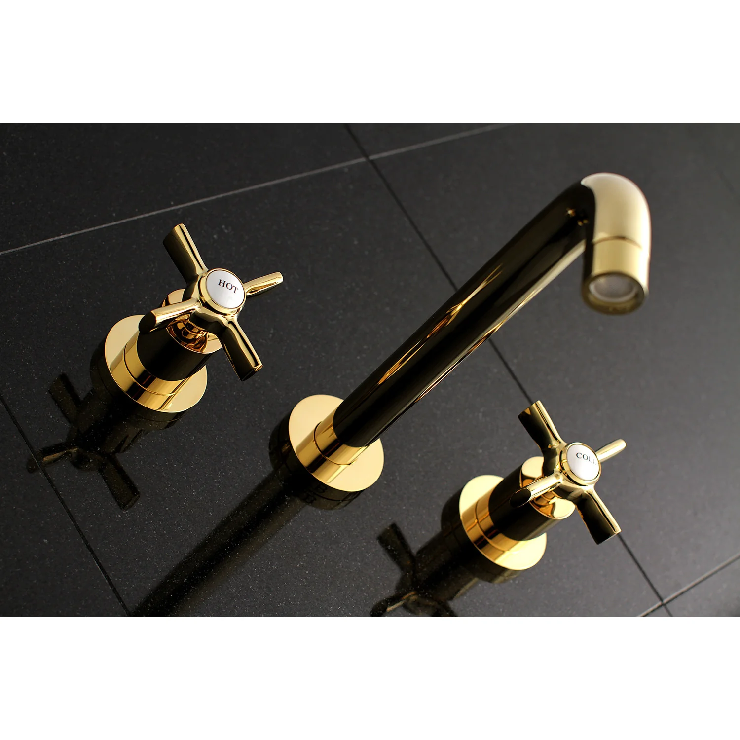 Kingston Sona KS8022ZX - Millennium Two-Handle 3-Hole Wall Mount Tub Faucet, Polished Brass - Image 4