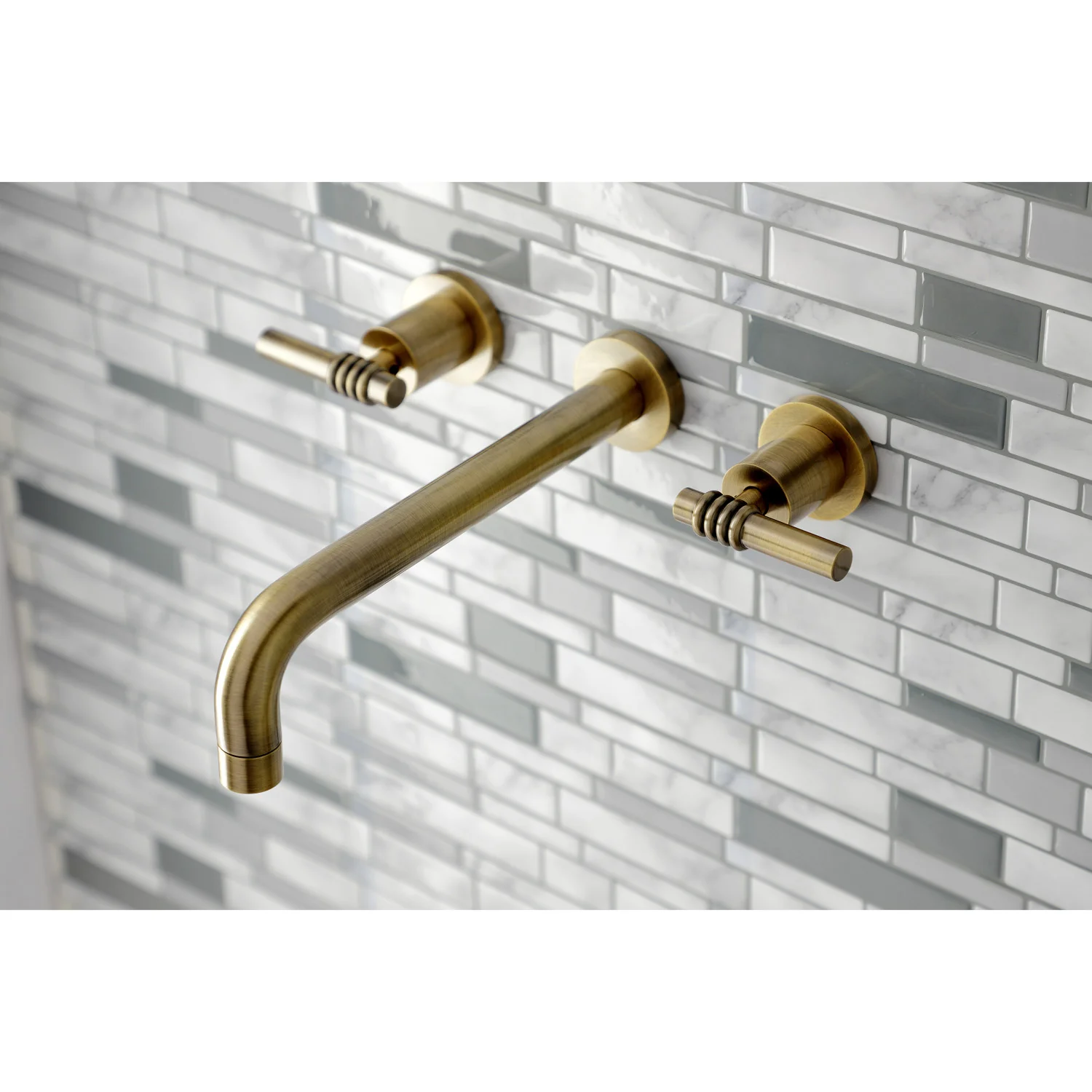 Kingston Sona KS8023ML - Milano Two-Handle 3-Hole Wall Mount Tub Faucet, Antique Brass - Image 2