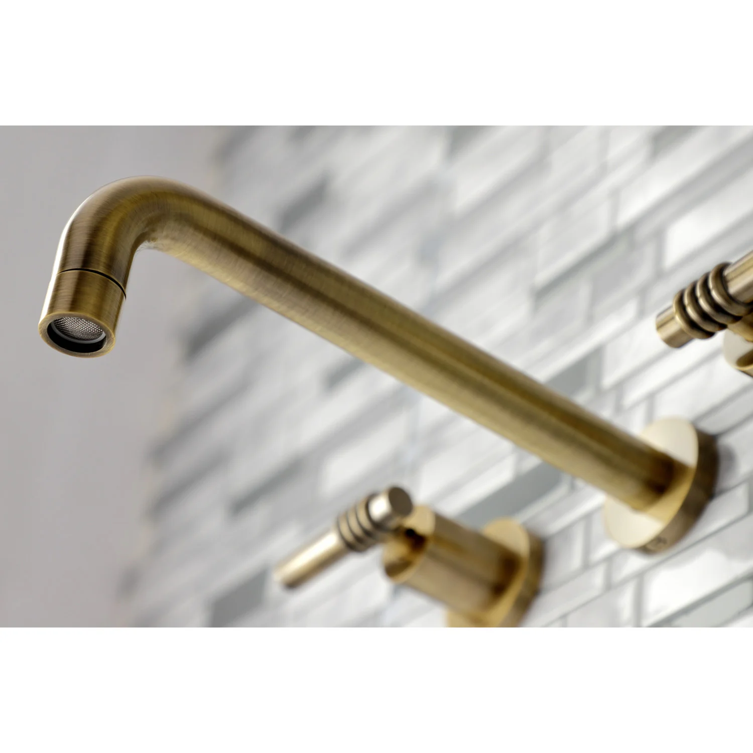 Kingston Sona KS8023ML - Milano Two-Handle 3-Hole Wall Mount Tub Faucet, Antique Brass - Image 5