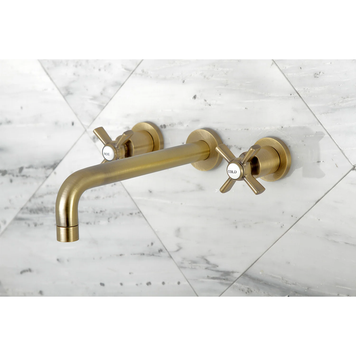 Kingston Sona KS8023ZX - Millennium Two-Handle 3-Hole Wall Mount Tub Faucet, Antique Brass - Image 3