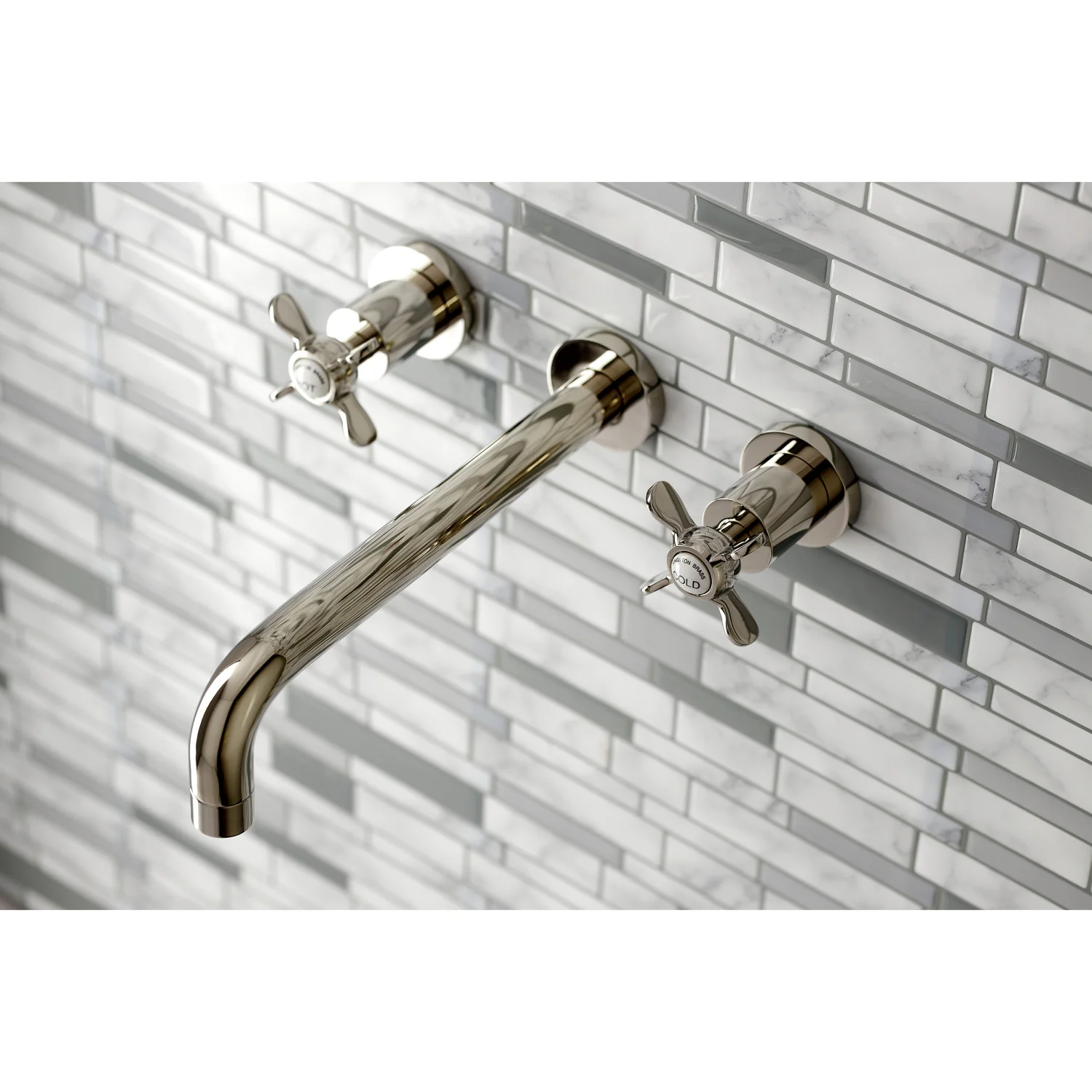 Kingston Tulare KS8026BEX - Essex Two-Handle 3-Hole Wall Mount Tub Faucet, Polished Nickel - Image 5