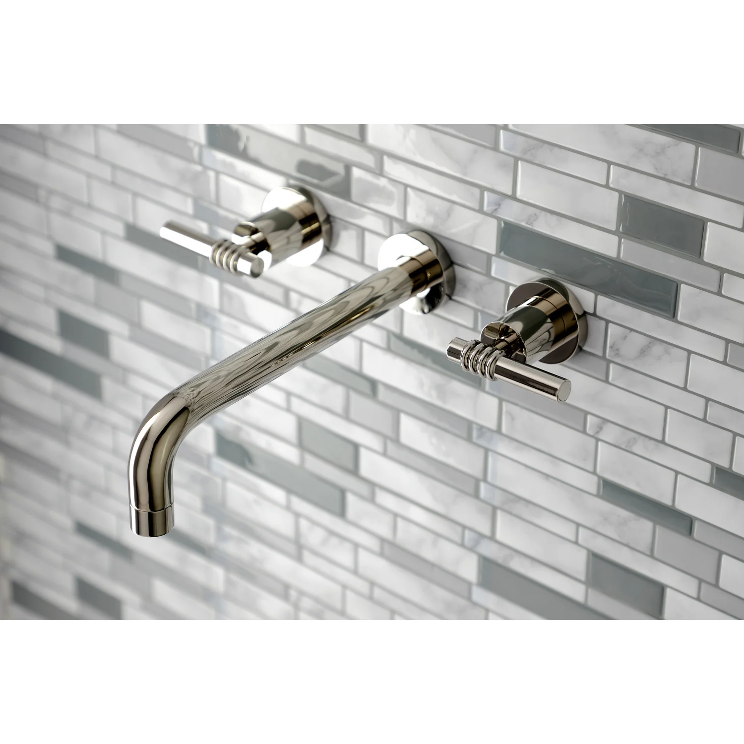Kingston Sona KS8026ML - Milano Two-Handle 3-Hole Wall Mount Tub Faucet, Polished Nickel - Image 2
