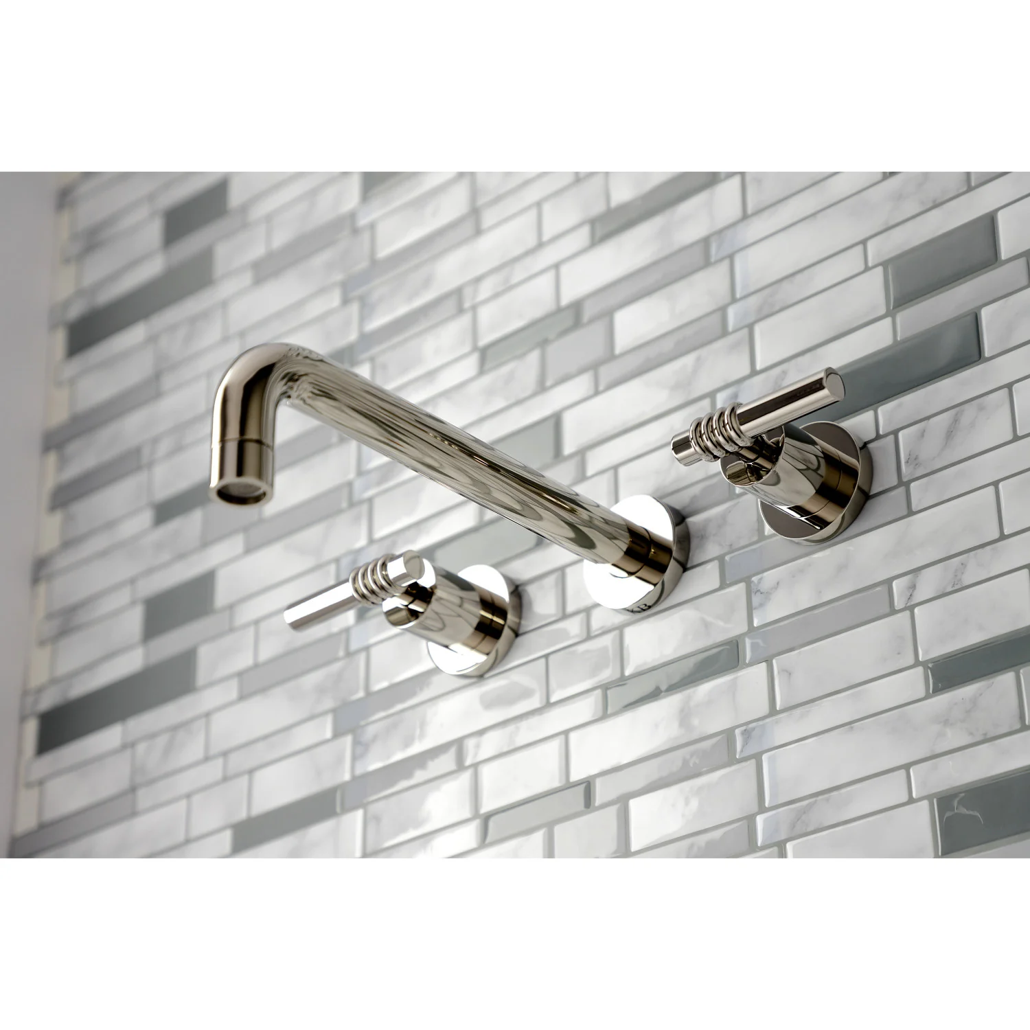 Kingston Sona KS8026ML - Milano Two-Handle 3-Hole Wall Mount Tub Faucet, Polished Nickel - Image 3